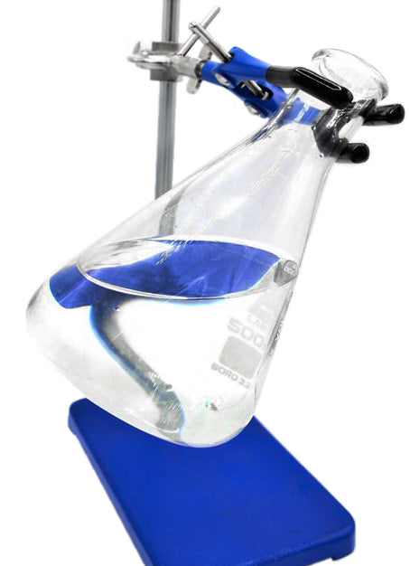 3 Finger, Vinyl Coated Extension Lab Clamp with Boss Head, 3.625" (9.2 cm) maximum clamp opening