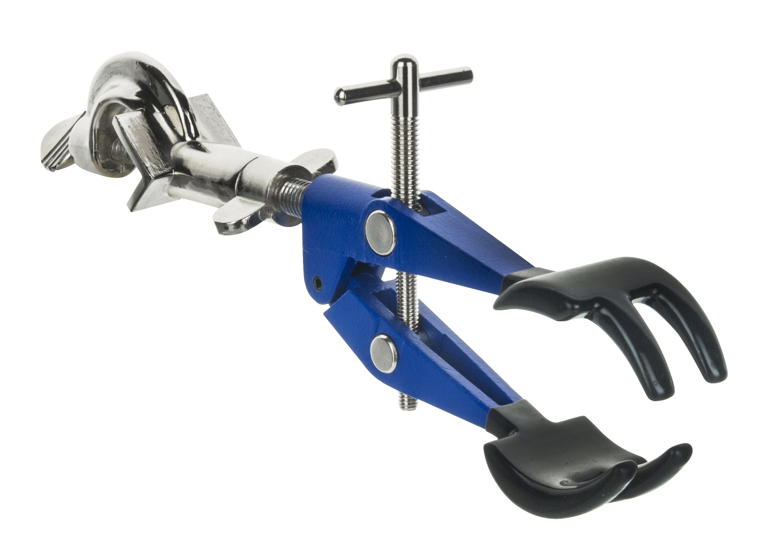 4 Finger Pronged, Vinyl Coated, Lab Clamp with Boss Head, 4.1" (10.5 cm) maximum clamp opening