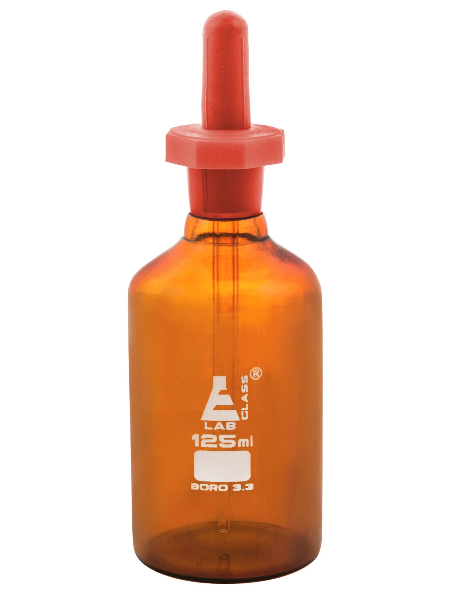 Amber Borosilicate Pipette Dropping Bottle, 125 ml, Autoclavable