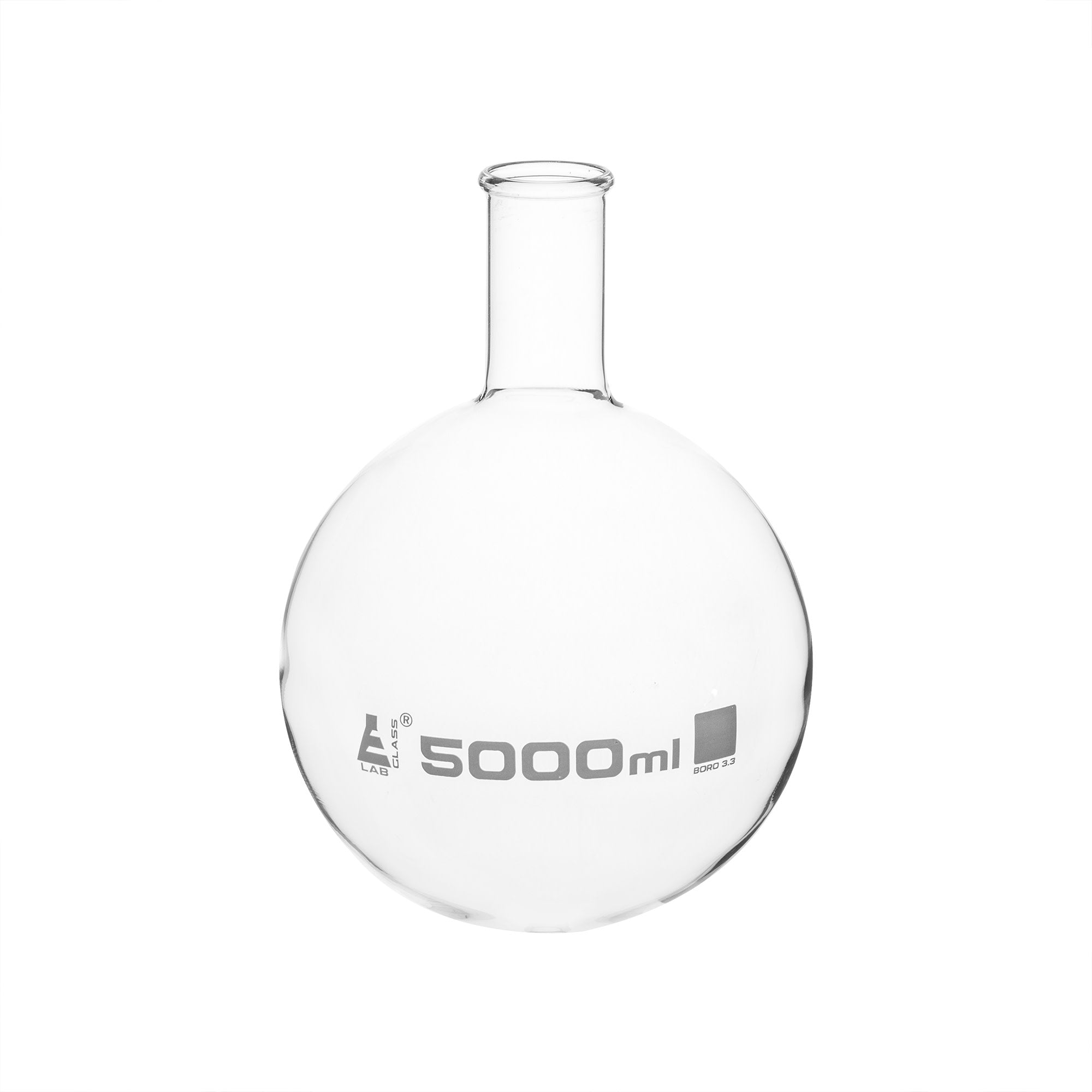 Borosilicate Glass Boiling Flask, 5 L, Round Bottom, Autoclavable