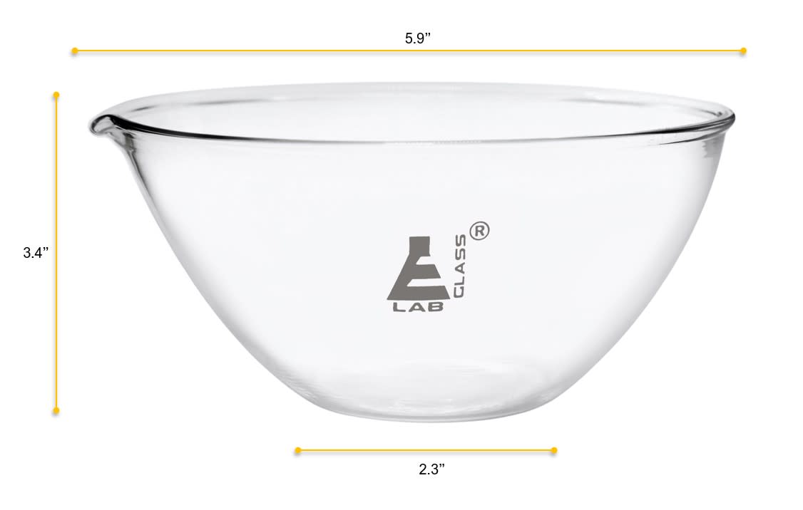 Flat Bottom Borosilicate Evaporating Dish With Spout, 1000ml, Autoclavable