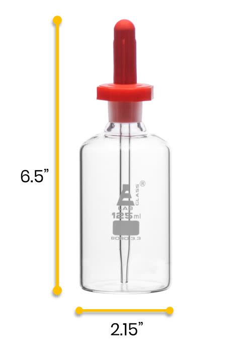 Borosilicate Pipette Dropping Bottle, 125 ml, Autoclavable