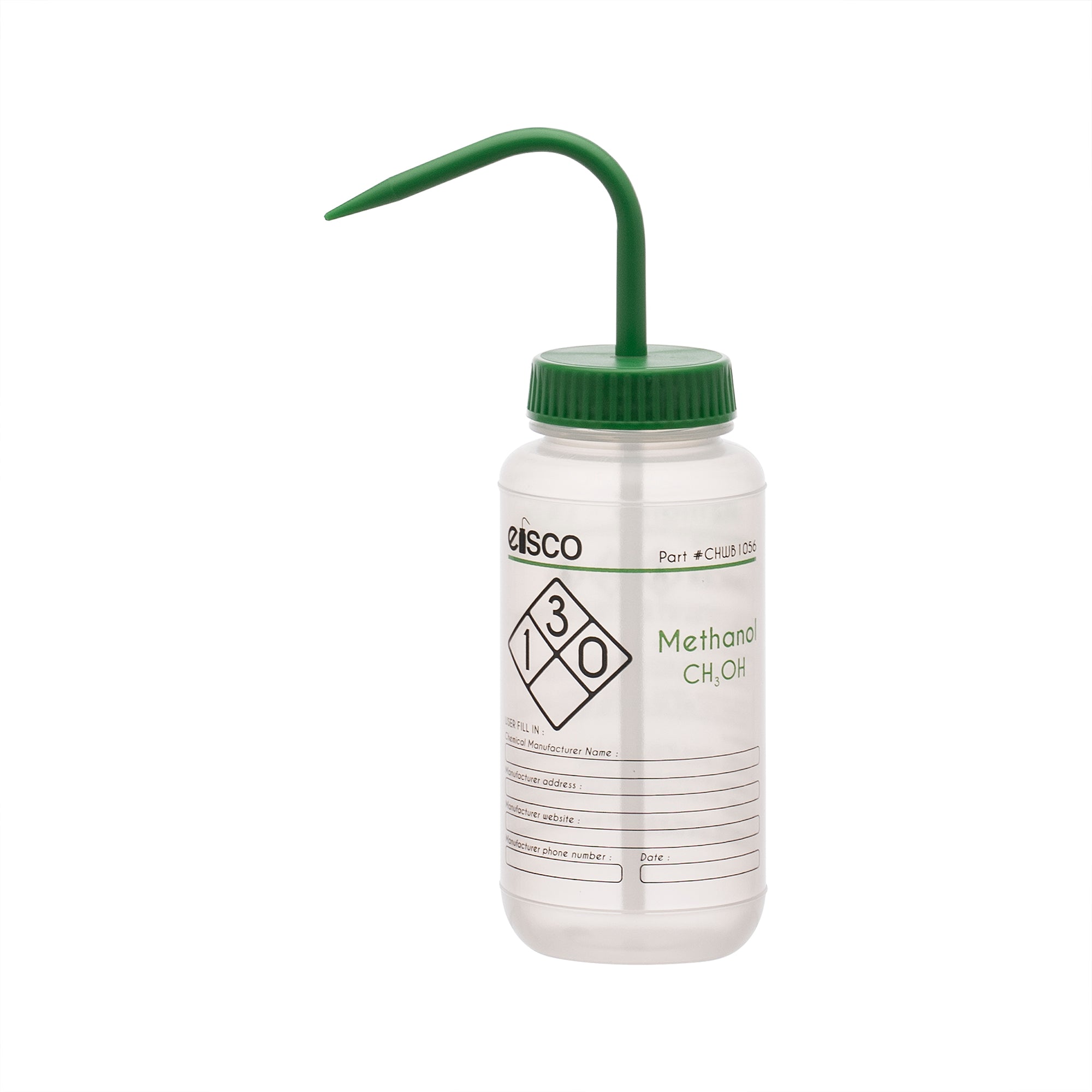 Performance Plastic Wash Bottle, Methanol, 500 ml - Labeled (2 Color)