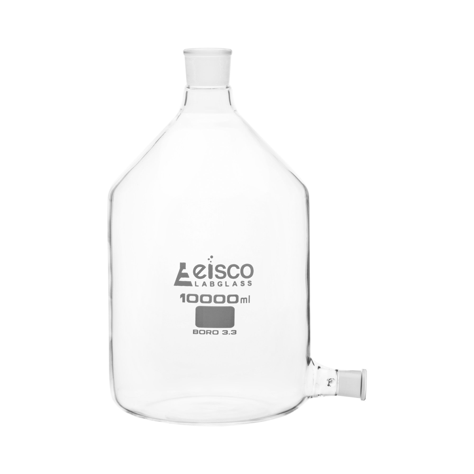 Borosilicate Aspirator Bottle with Outlet for Stopcock, 10000ml, Autoclavable