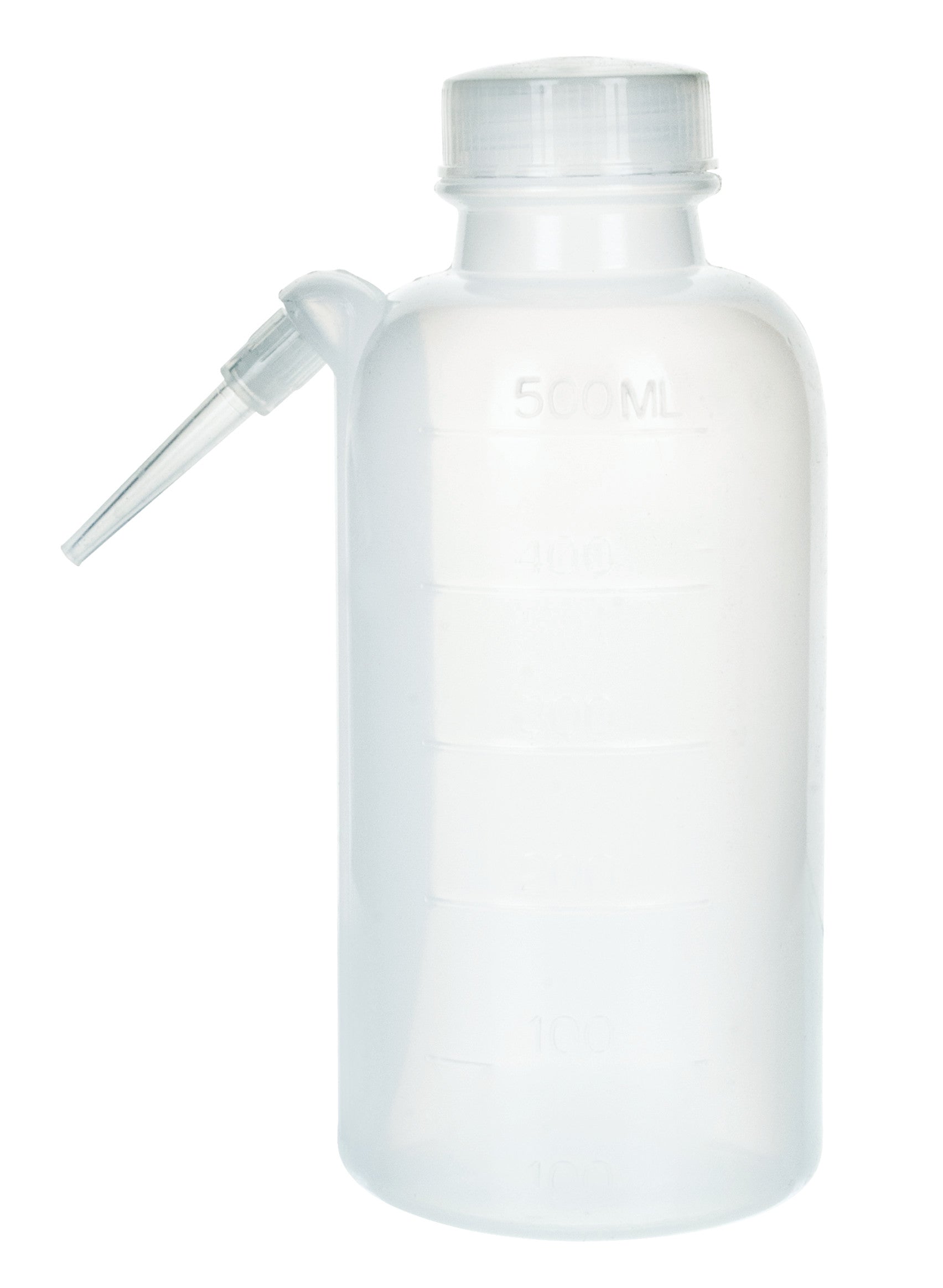 Low Density Polyethylene (LDPE) Wash Bottle, 500 ml With Graduations, Non Flexible Integrated Delivery Tube