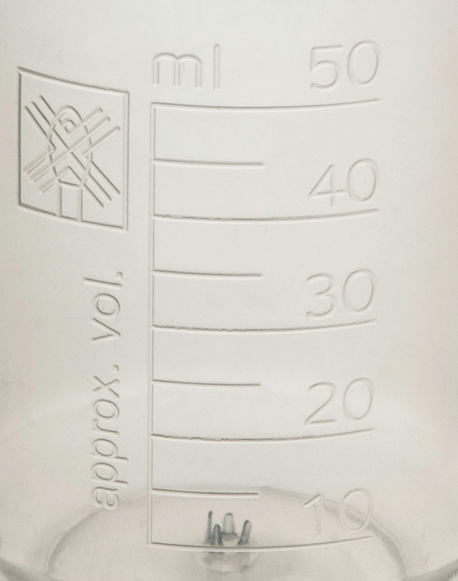 Polypropylene Beaker, 50ml, 5ml Graduation, Autoclavable