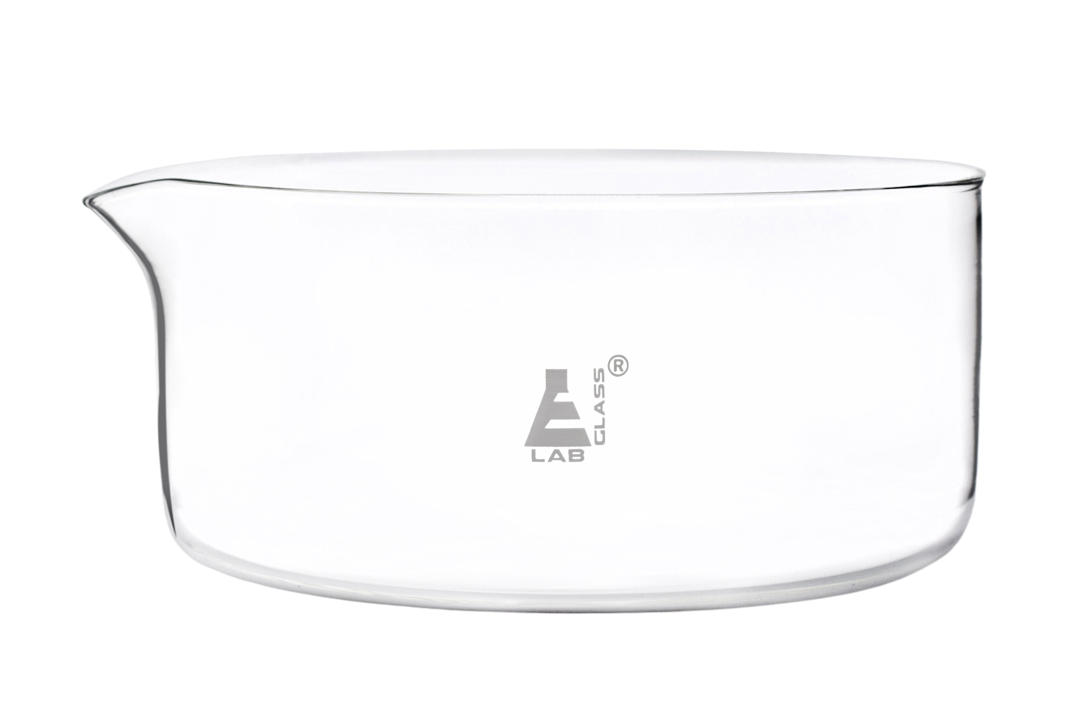 Flat Bottom Borosilicate Crystallizing Dish With Spout, 3500ml, Autoclavable
