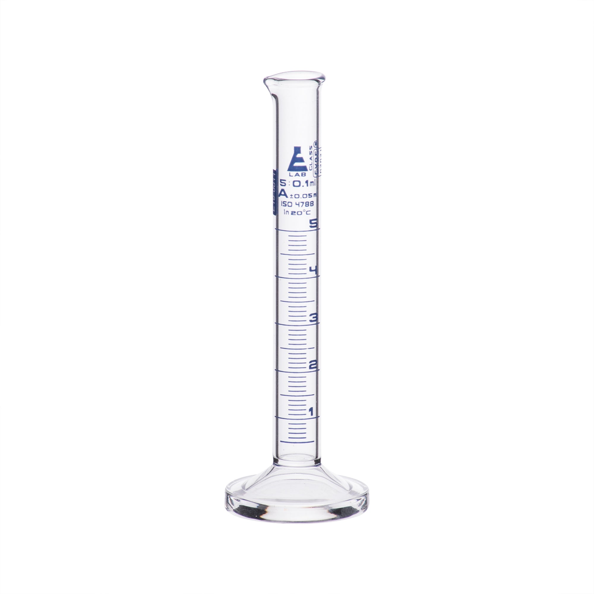 Borosilicate Glass Graduated Cylinder with Round Base, 5 ml, Class A with Individual Work Certificate