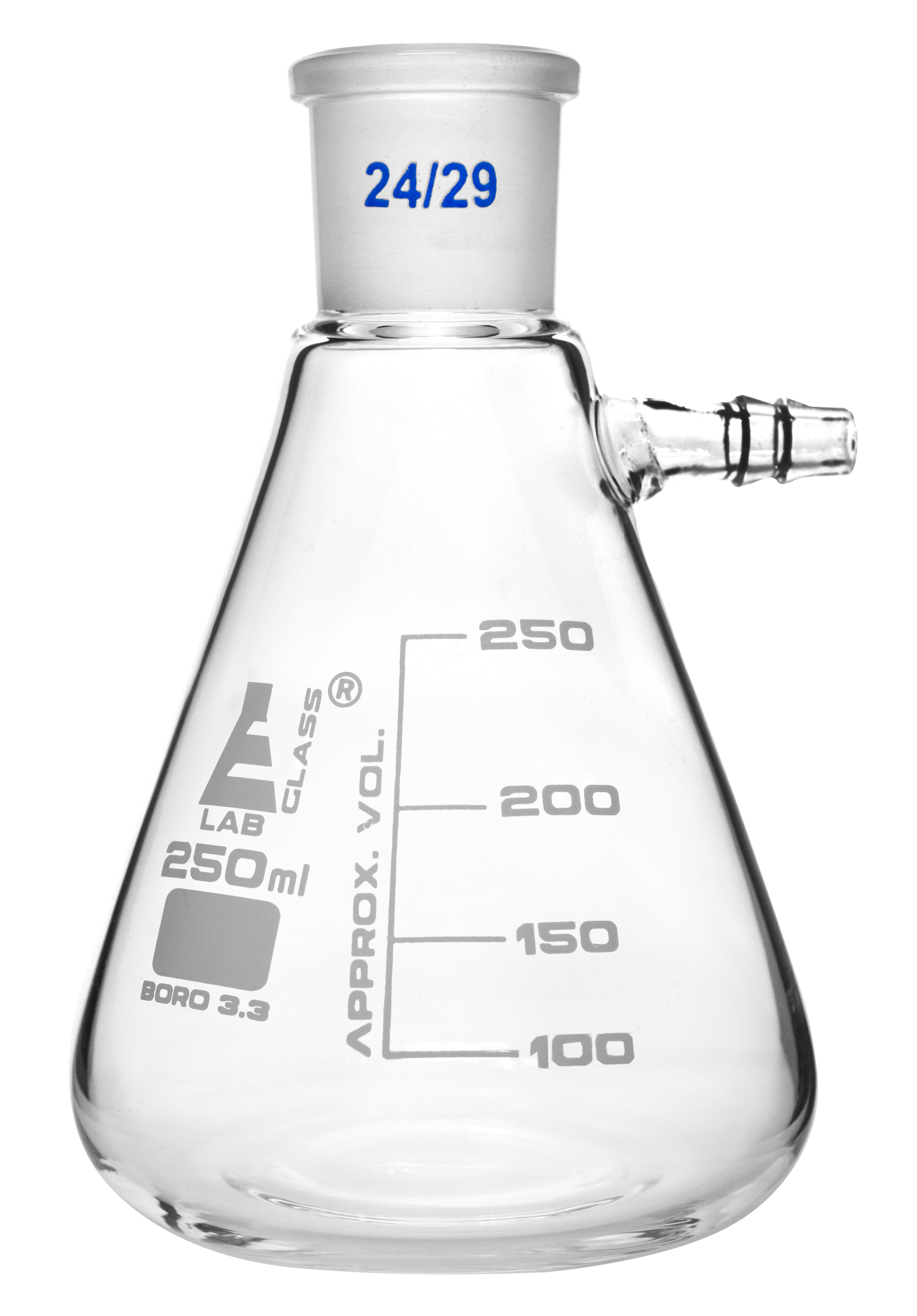Borosilicate Glass Buchner Filtering Flask With Integral Side Arm, 250ml, Graduated, Autoclavable