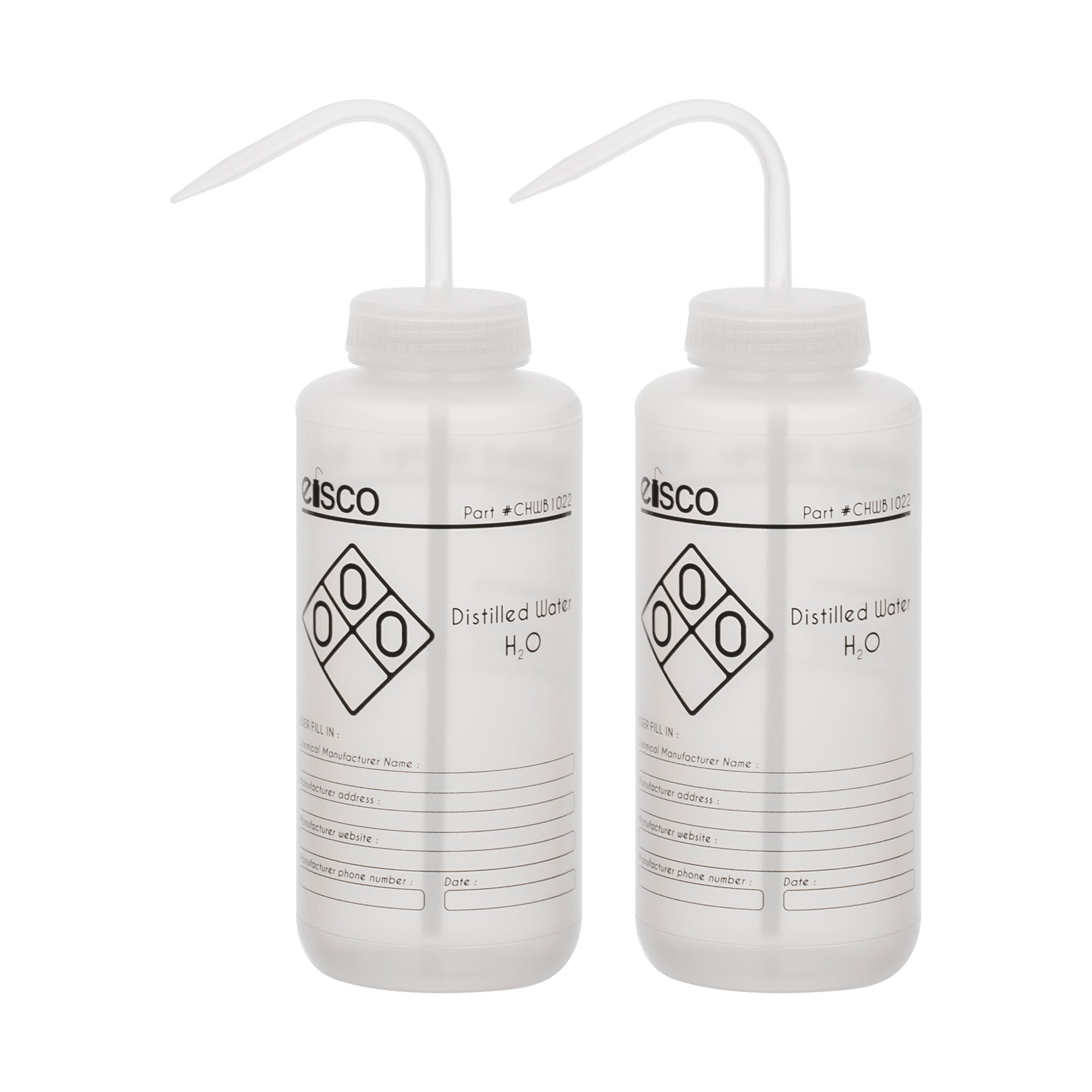2PK Performance Plastic Wash Bottle, Distilled Water, 1000 ml - Labeled (1 Color)