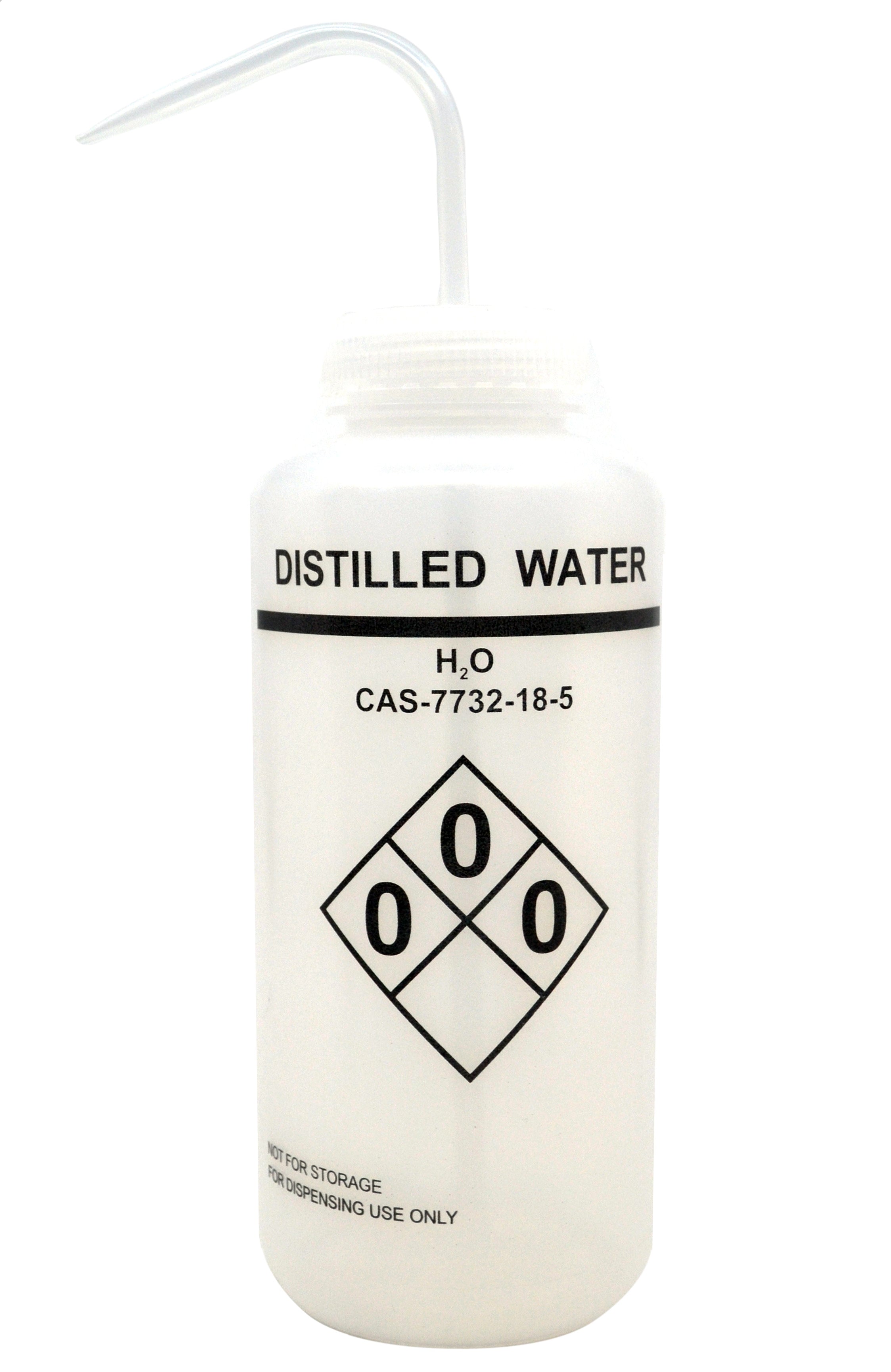 Low Density Polyethylene (LDPE) Premium Labeled Wash Bottles, 1000 ml, Non Flexible Delivery Tube