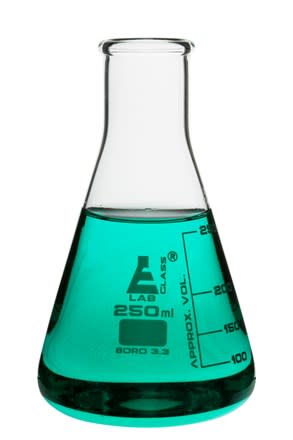 Borosilicate Glass Erlenmeyer Flask, 250 ml, 50 ml Graduations, Autoclavable
