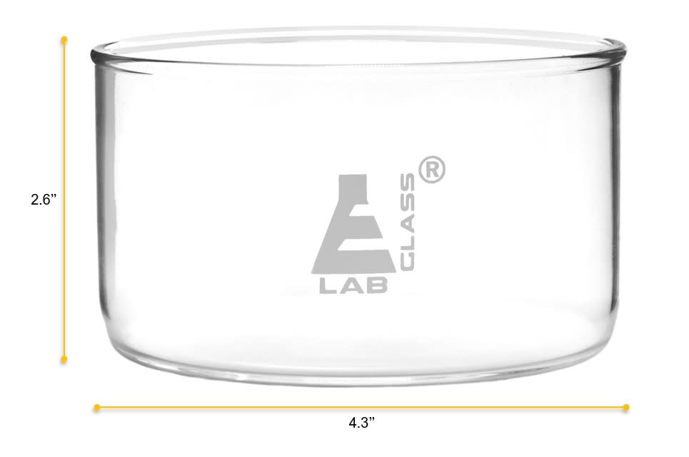 Flat Bottom Borosilicate Crystallizing Dish, 500ml, Autoclavable