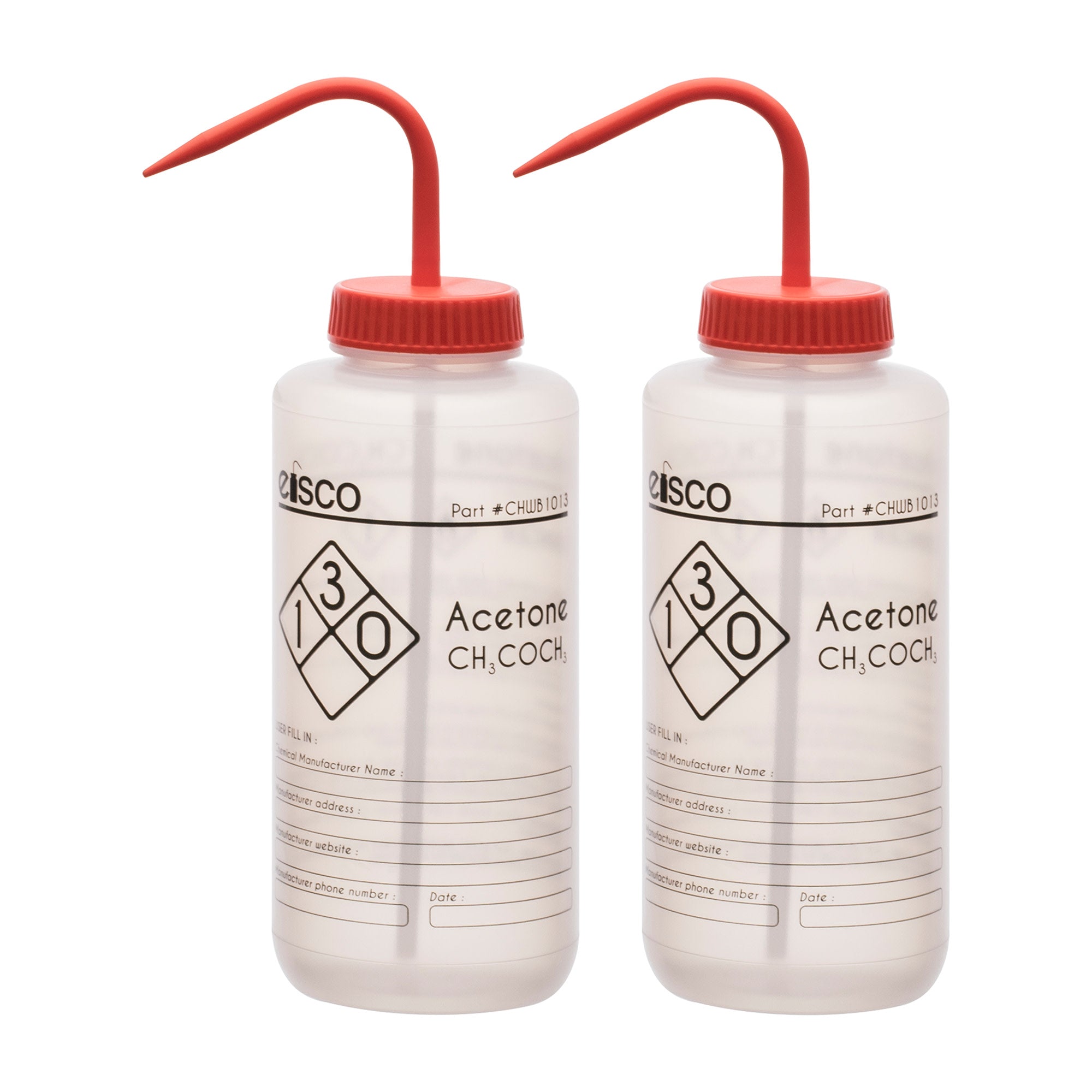 2PK Performance Plastic Wash Bottle, Acetone, 1000 ml - Labeled (1 Color)