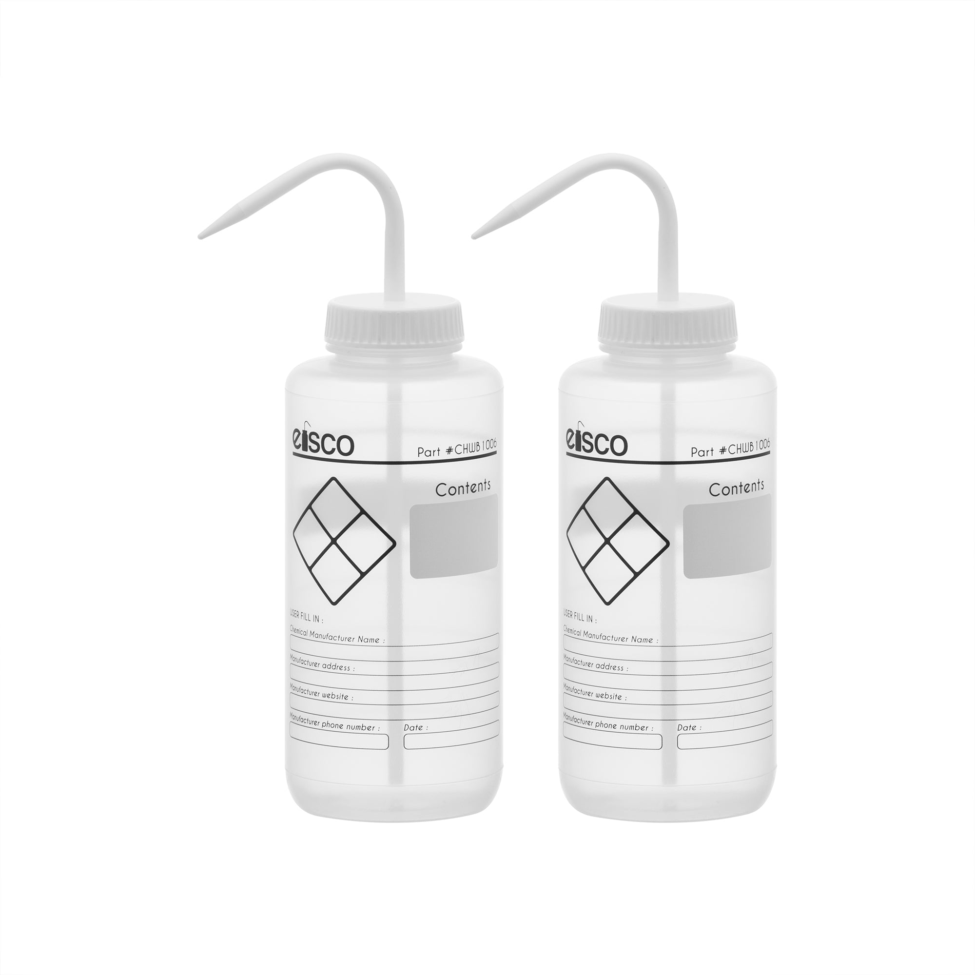 Performance Plastic Wash Bottle, Blank Label, 1000 ml, PK/2