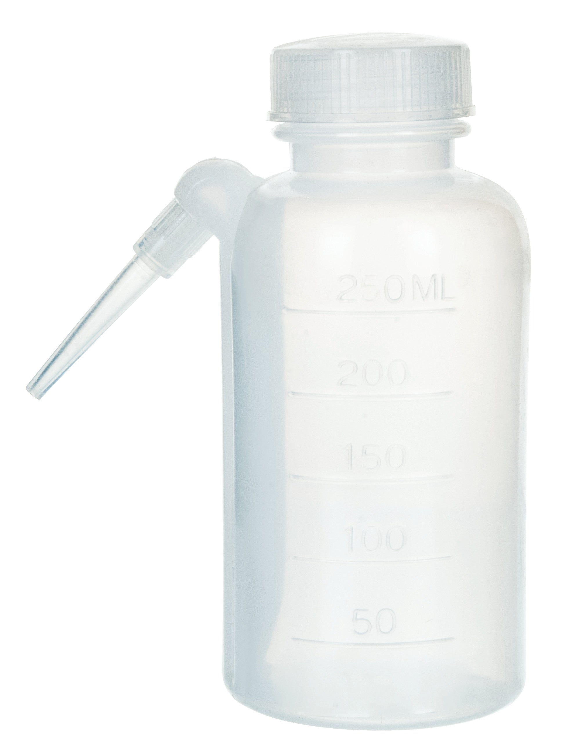 Low Density Polyethylene (LDPE) Wash Bottle, 250 ml With Graduations, Non Flexible Integrated Delivery Tube