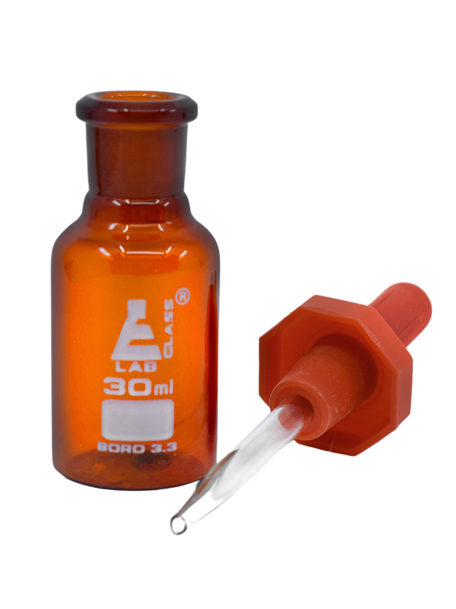 Amber Borosilicate Pipette Dropping Bottle, 30 ml, Autoclavable
