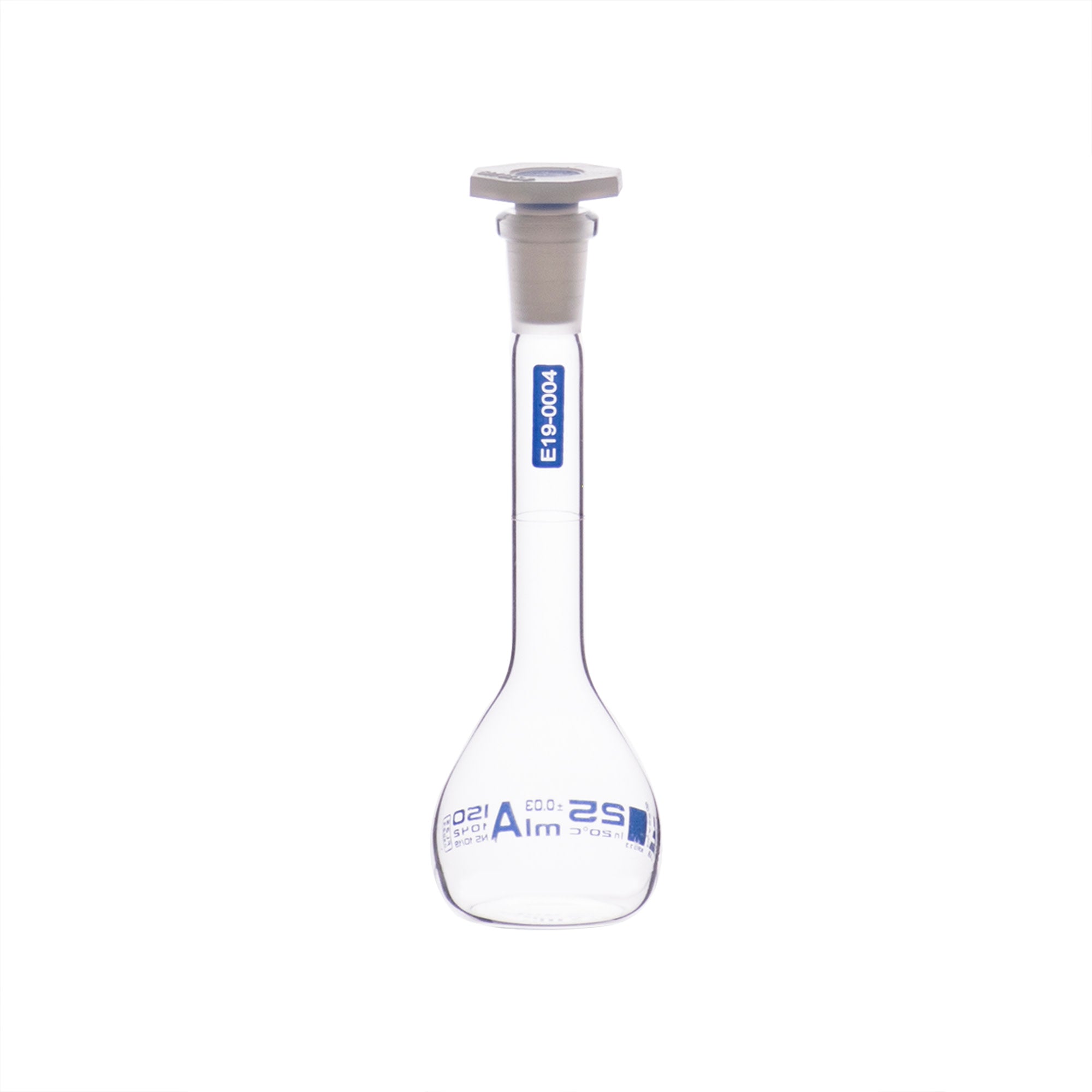 Borosilicate Glass Volumetric Flask with Solid Glass Stopper, 25 ml, USP Class A with Individual Work Certificate,  Pack of 2, Autoclavable