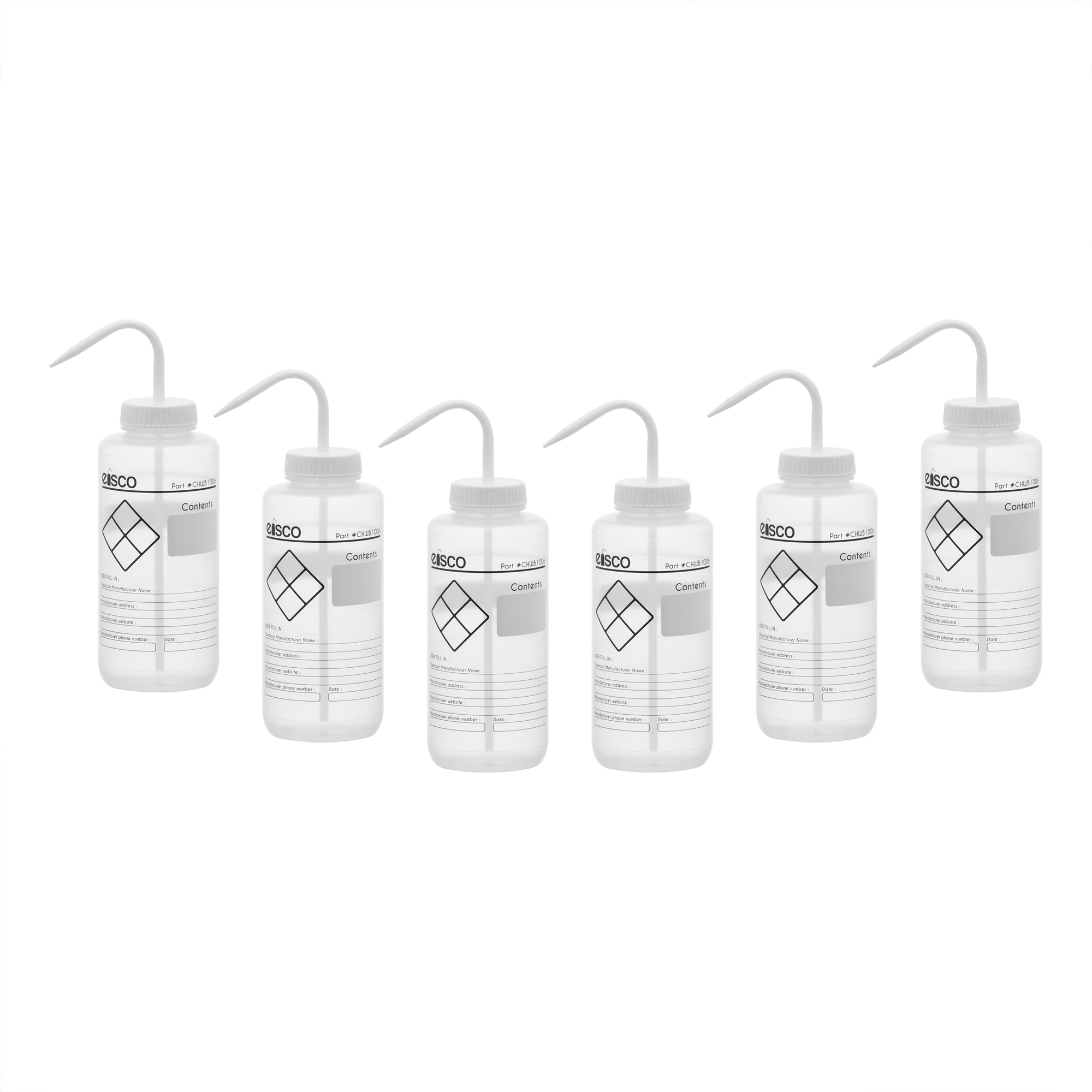 Performance Plastic Wash Bottle, Blank Label, 1000 ml, PK/6