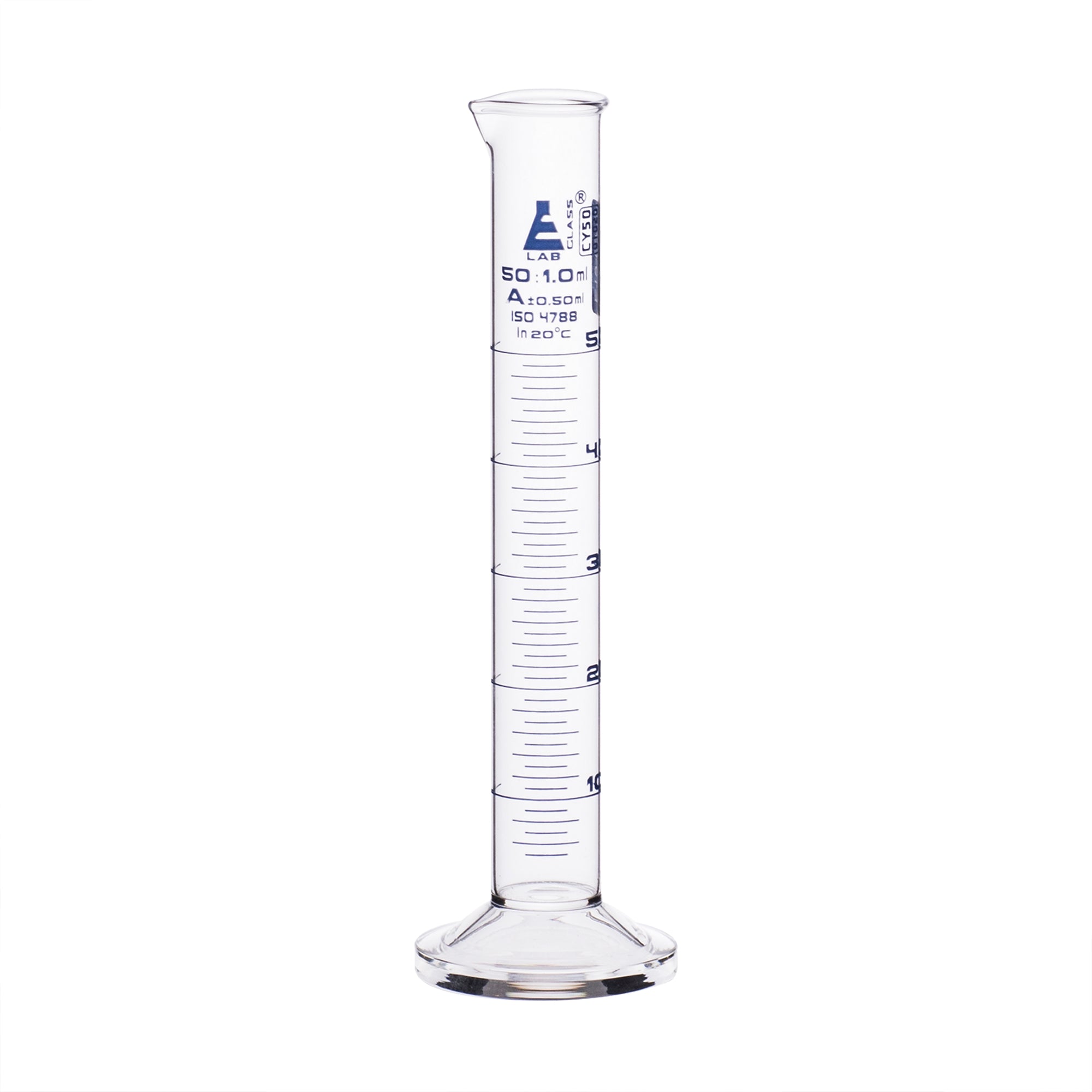 Borosilicate Glass Graduated Cylinder with Round Base, 50 ml, Class A with Individual Work Certificate