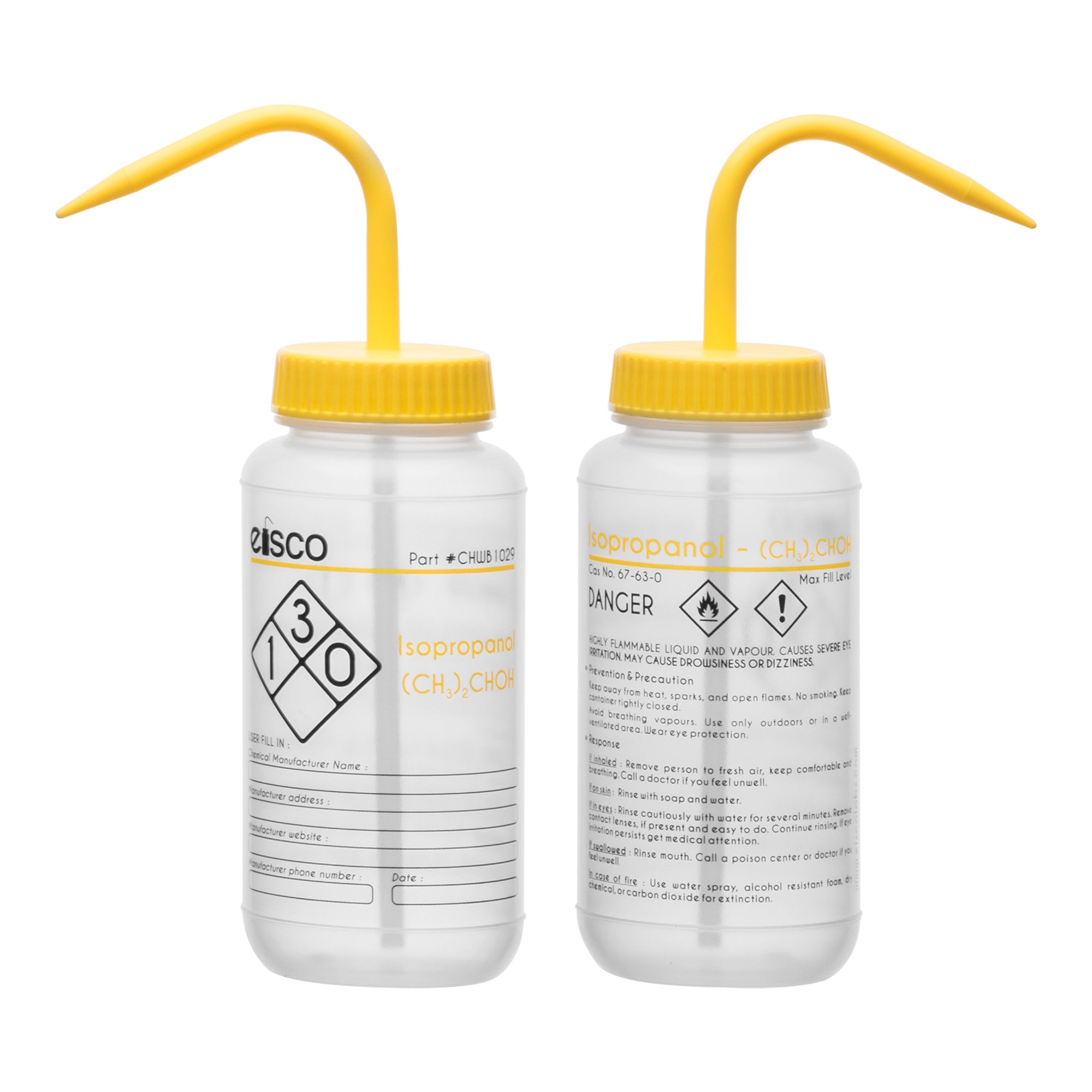 Performance Plastic Wash Bottle, Isopropanol, 500 ml - Labeled (2 Color)