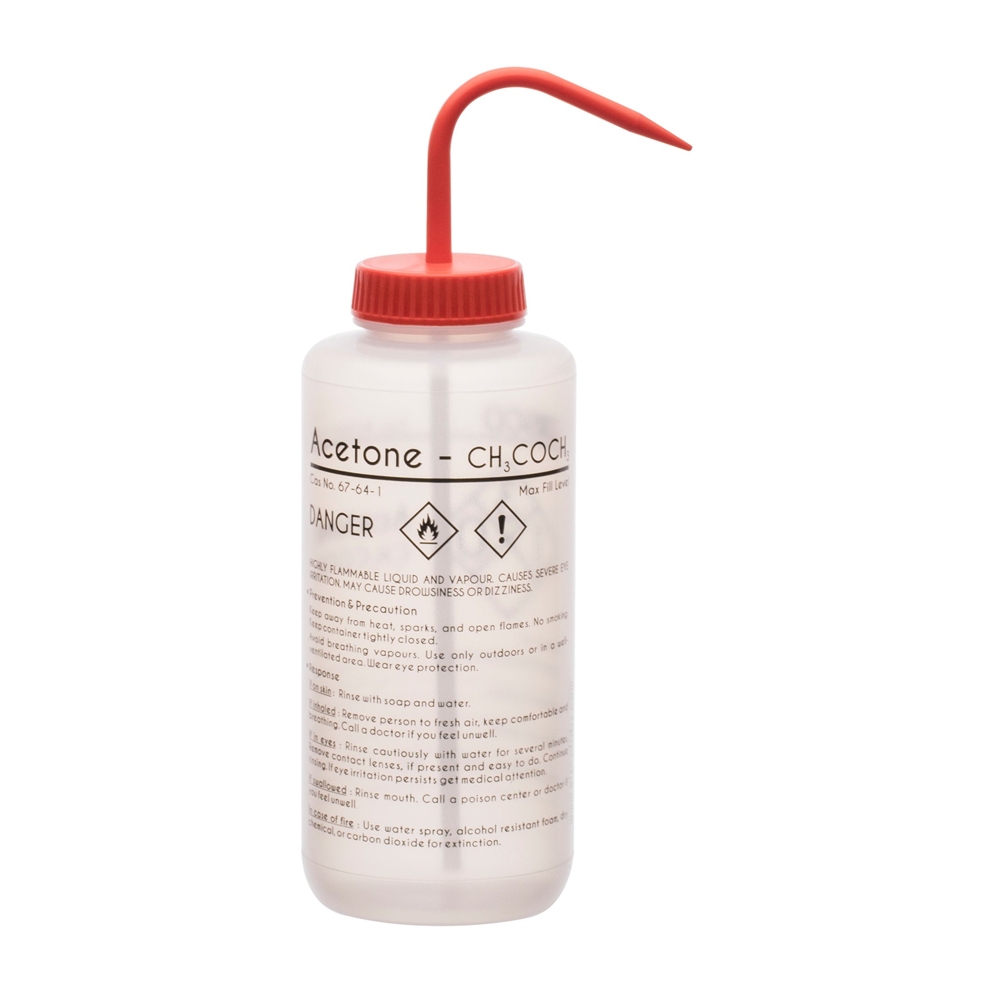 Performance Plastic Wash Bottle, Acetone, 1000 ml - Labeled (1 Color)