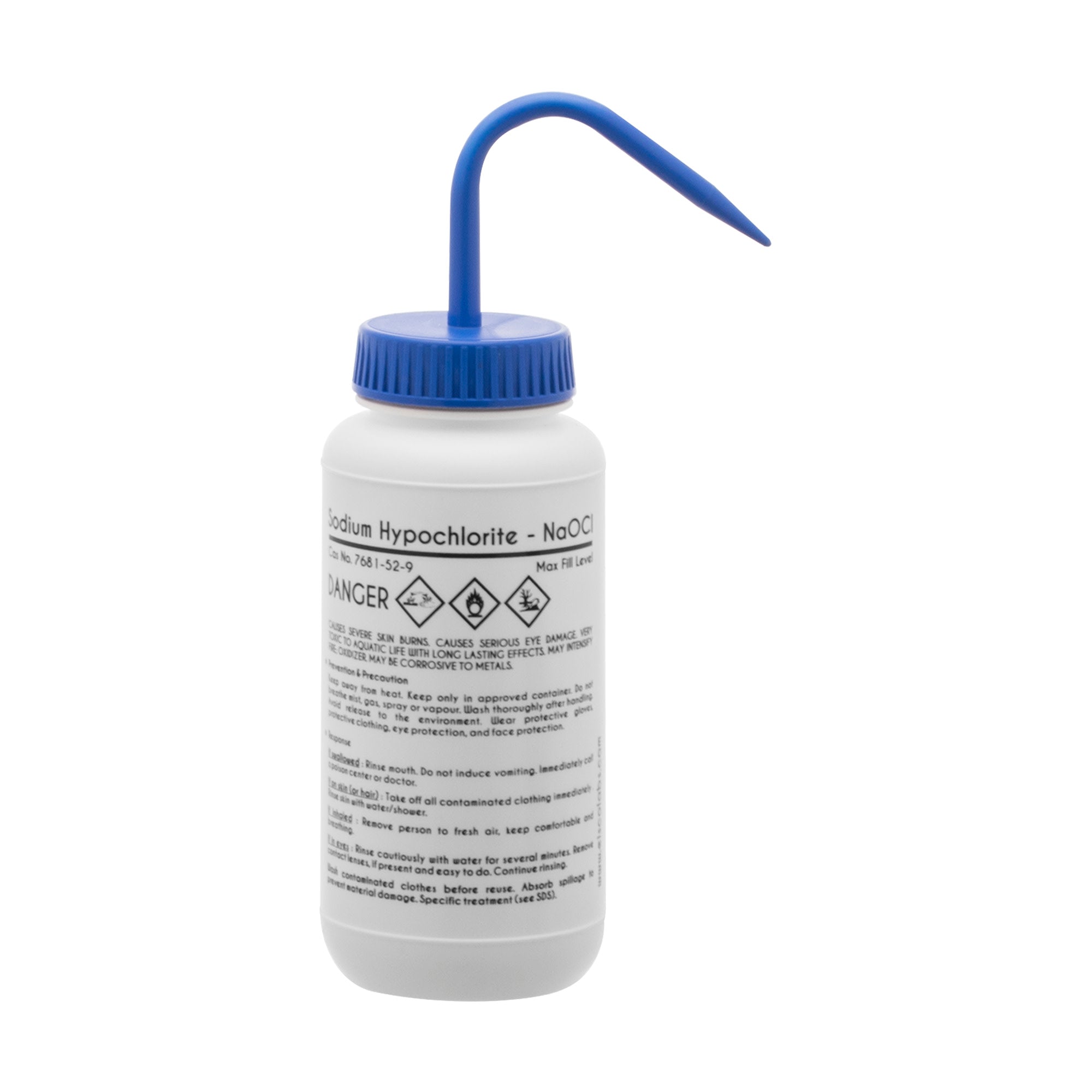 Performance Plastic Wash Bottle, Sodium Hypochlorite (Bleach), 500 ml - Labeled (1 Color)