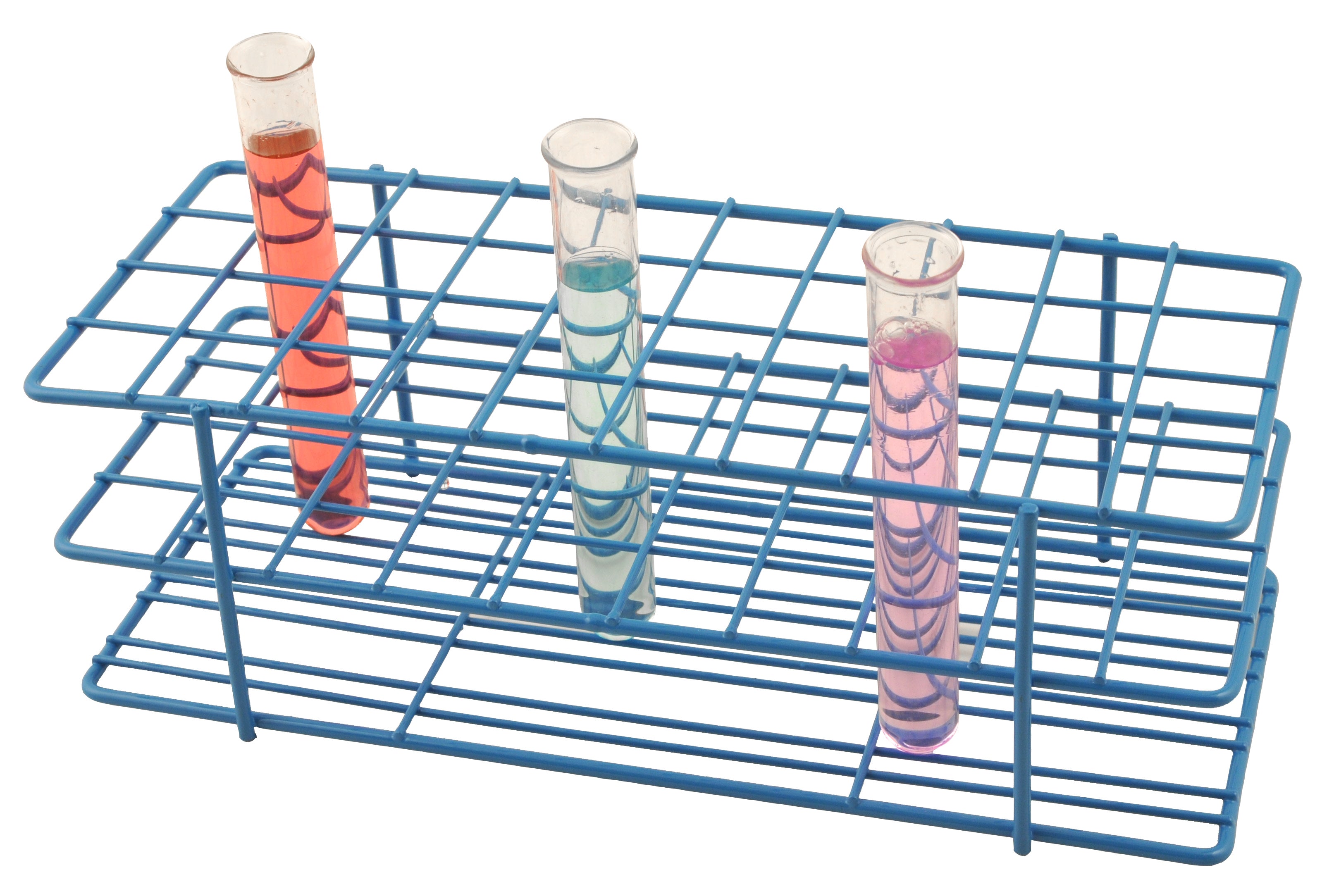 Blue Epoxy Coated Steel Wire Test Tube Rack, 40 Tubes (20-22mm), 4 X 10 Format