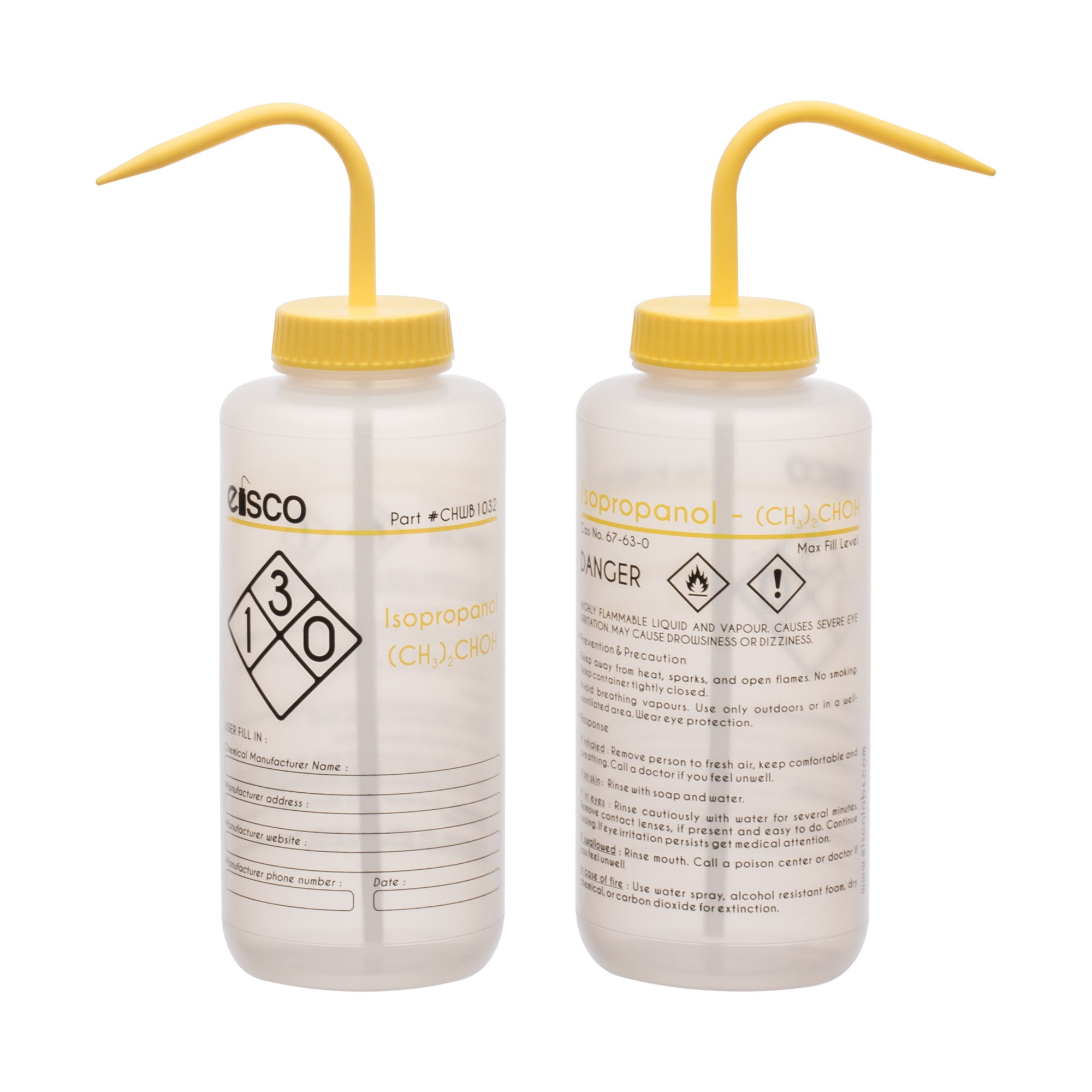Performance Plastic Wash Bottle, Isopropanol, 1000 ml - Labeled (2 Color)