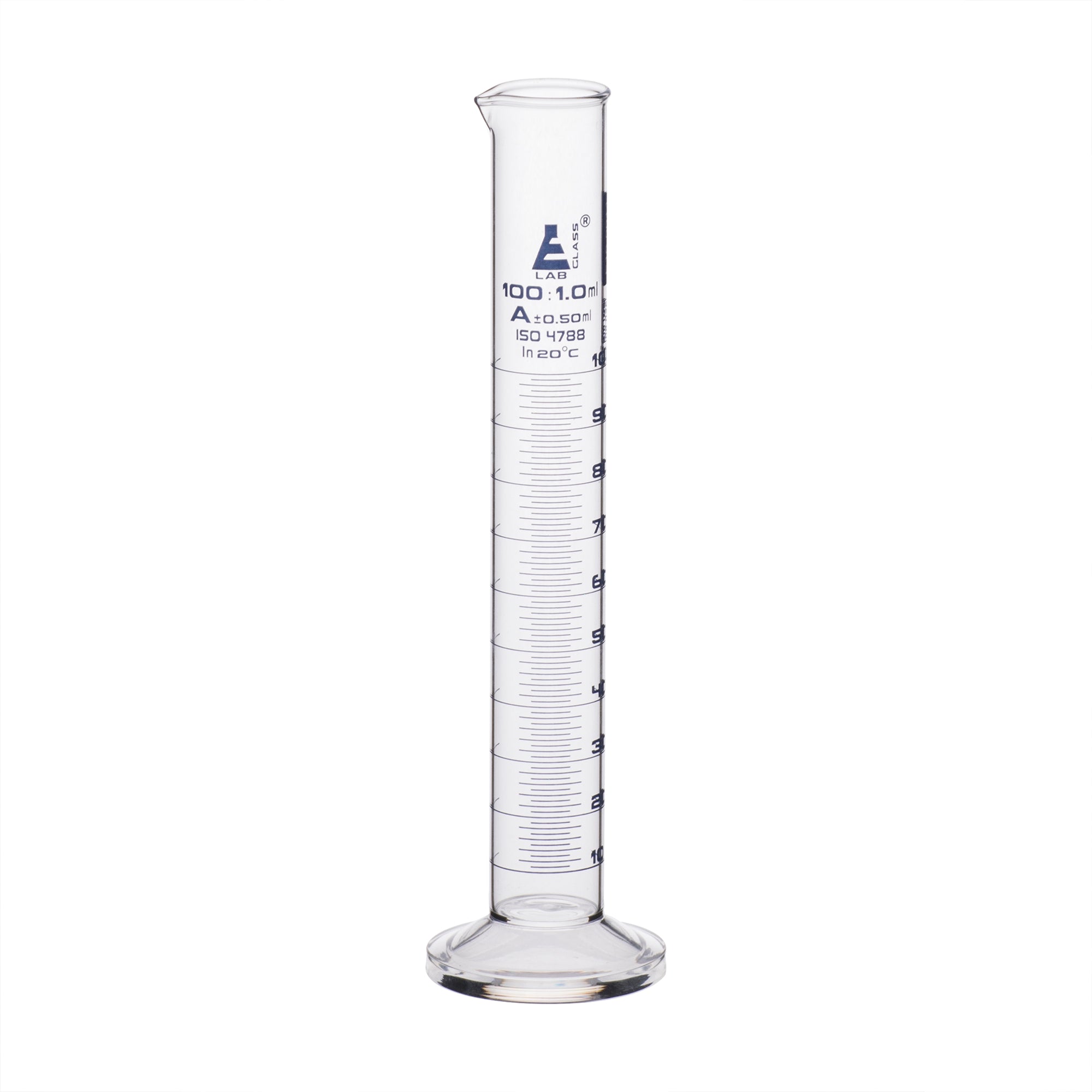 Borosilicate Glass Graduated Cylinder with Round Base, 100 ml, Class A with Individual Work Certificate