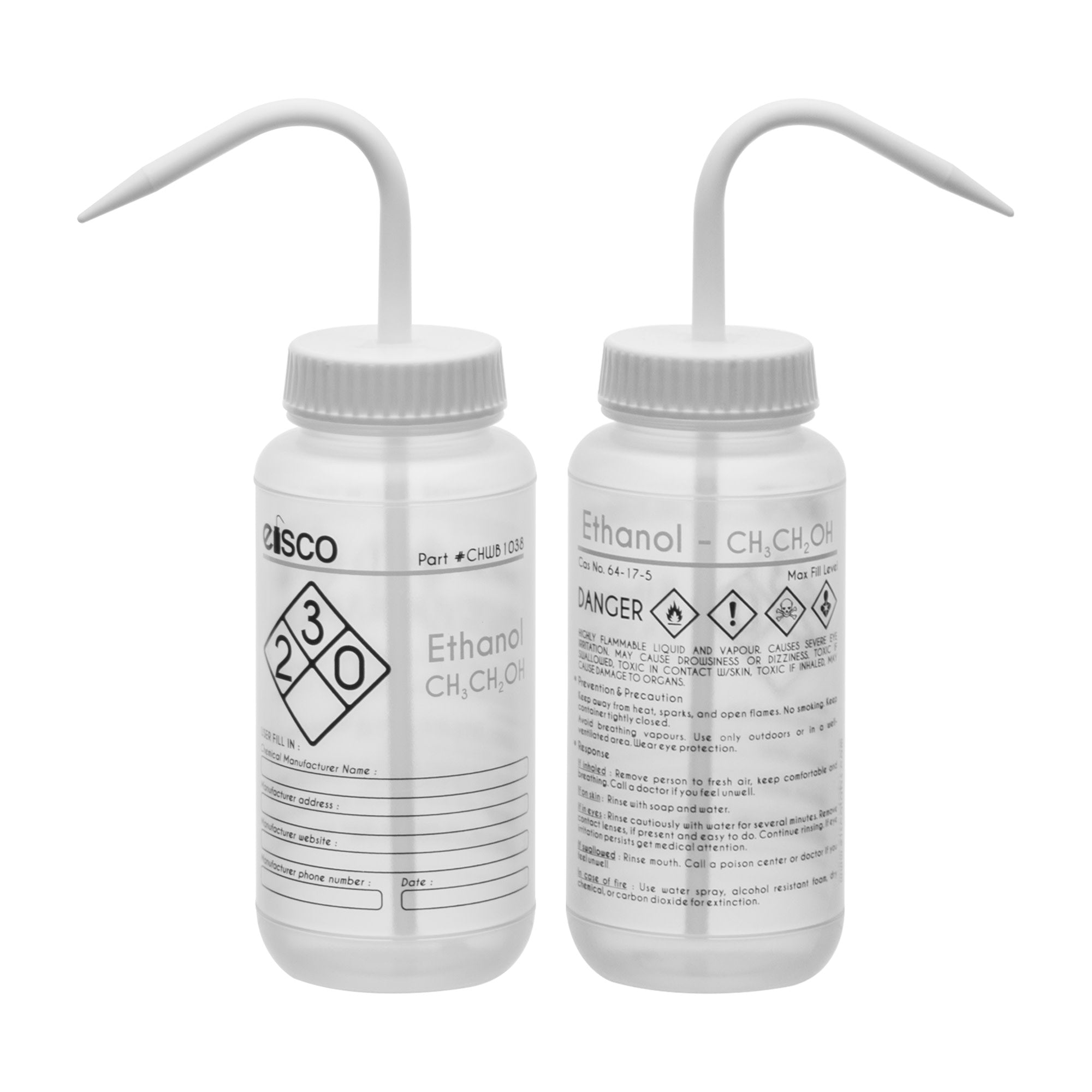 Performance Plastic Wash Bottle, Ethano, 500 ml - Labeled (2 Color)