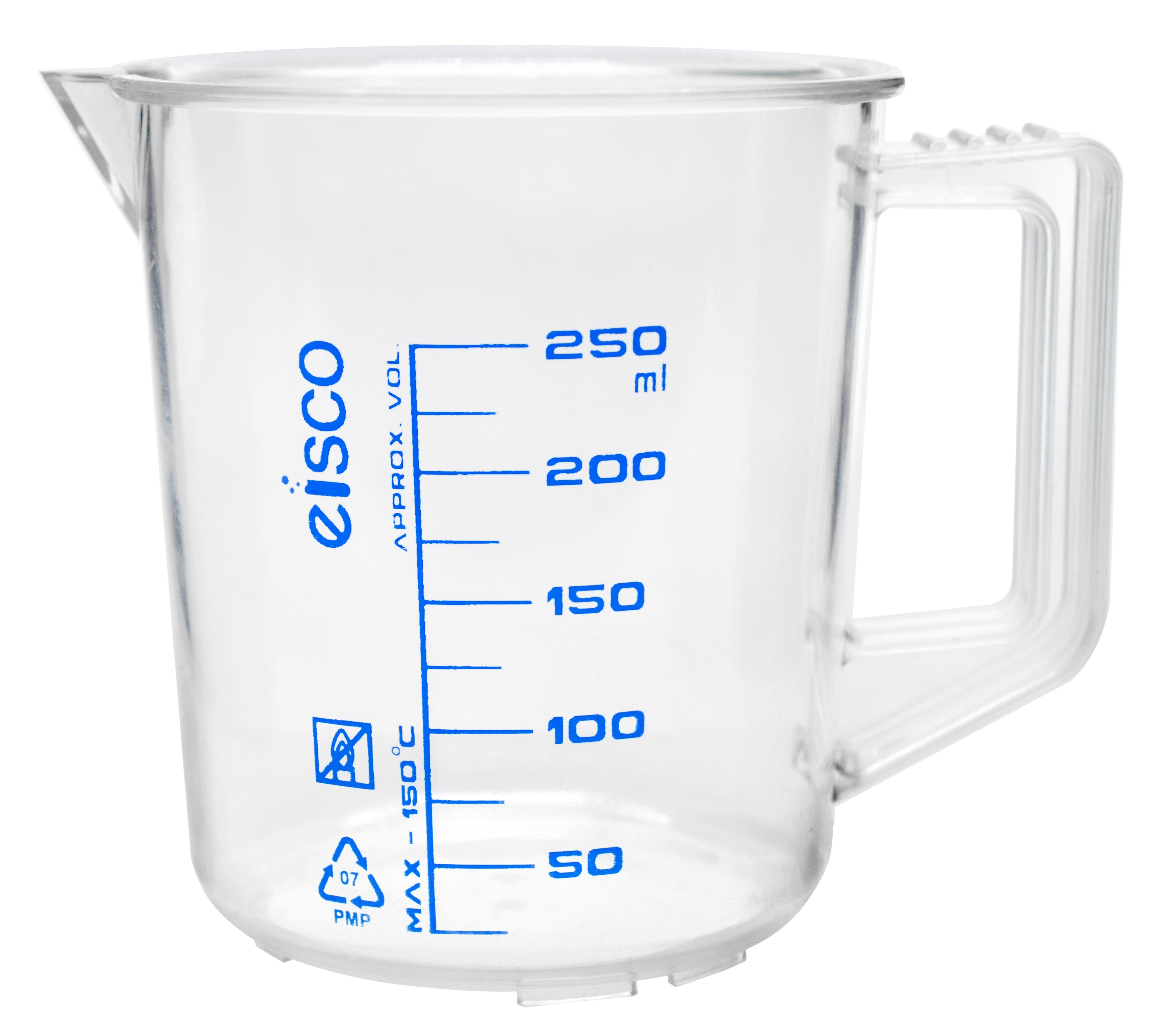 TPX Measuring Jug with Spout and Handle, Short Form, 250 ml, 25 ml Gra —  Eisco Industrial