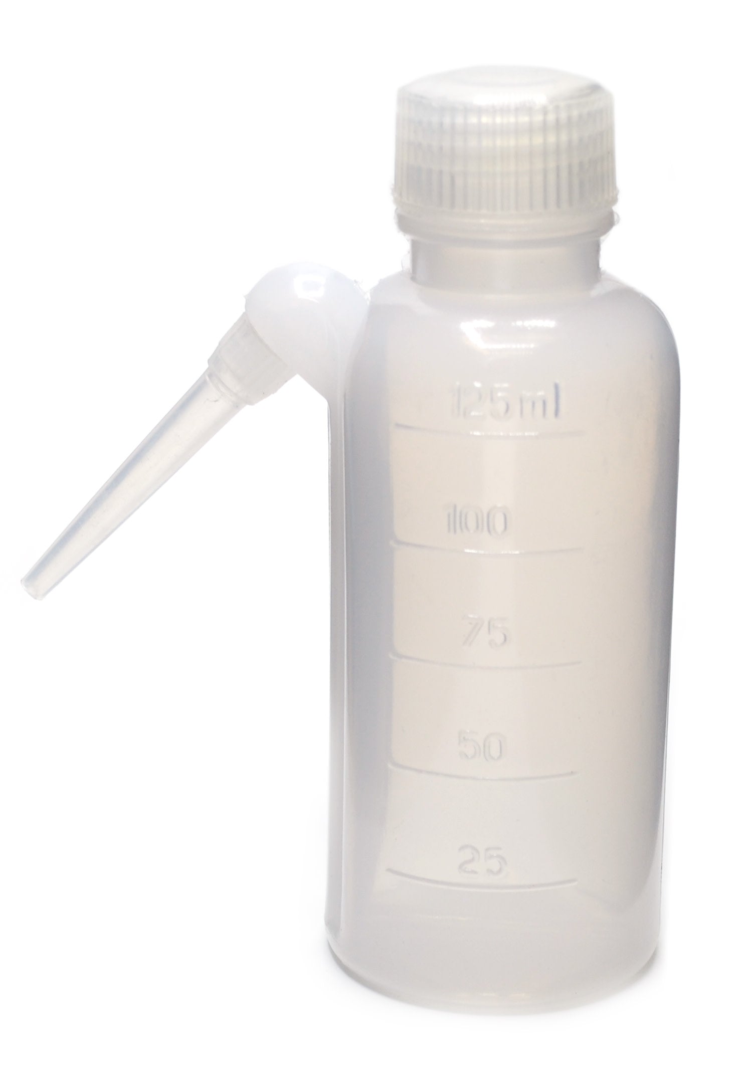 Low Density Polyethylene (LDPE) Wash Bottle, 125 ml With Graduations, Non Flexible Integrated Delivery Tube