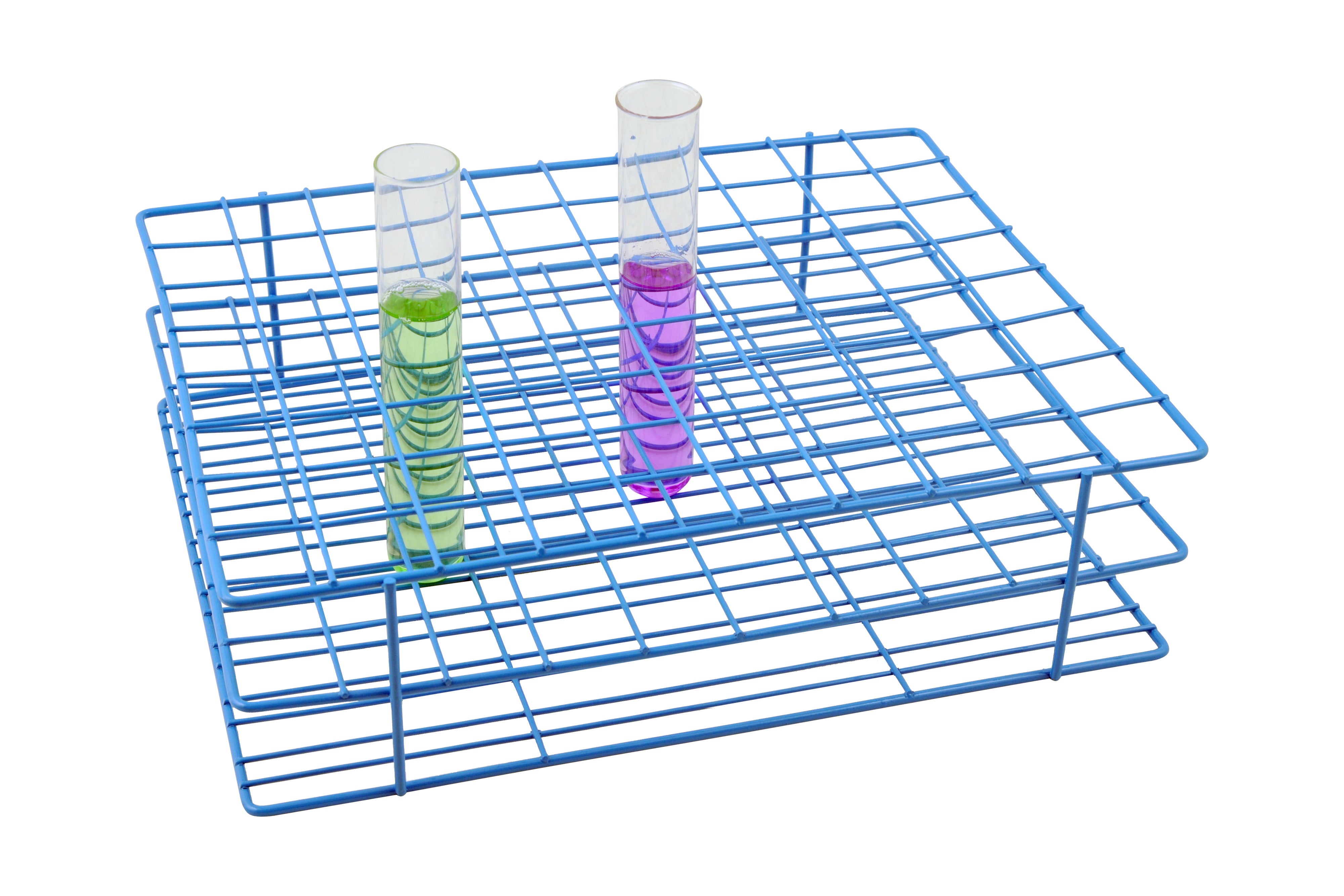 Blue Epoxy Coated Steel Wire Test Tube Rack, 80 Tubes (22-25mm), 8x10 Format