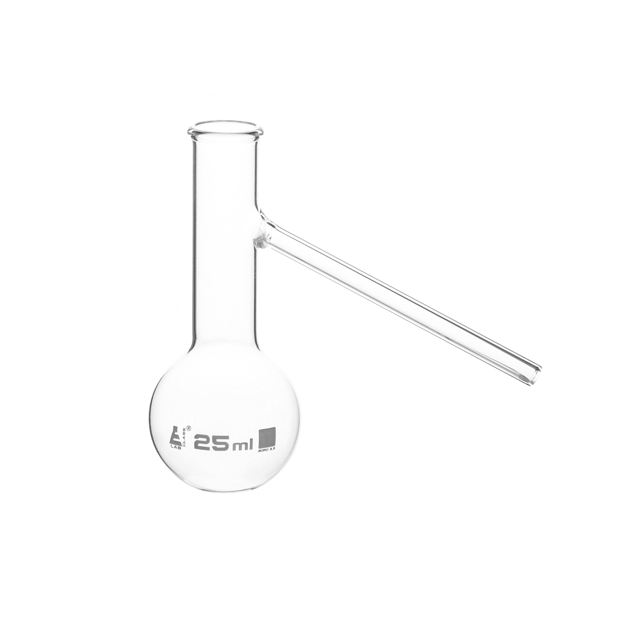Borosilicate Round Bottom Distilling Flask with Side Arm, 25ml, Autoclavable
