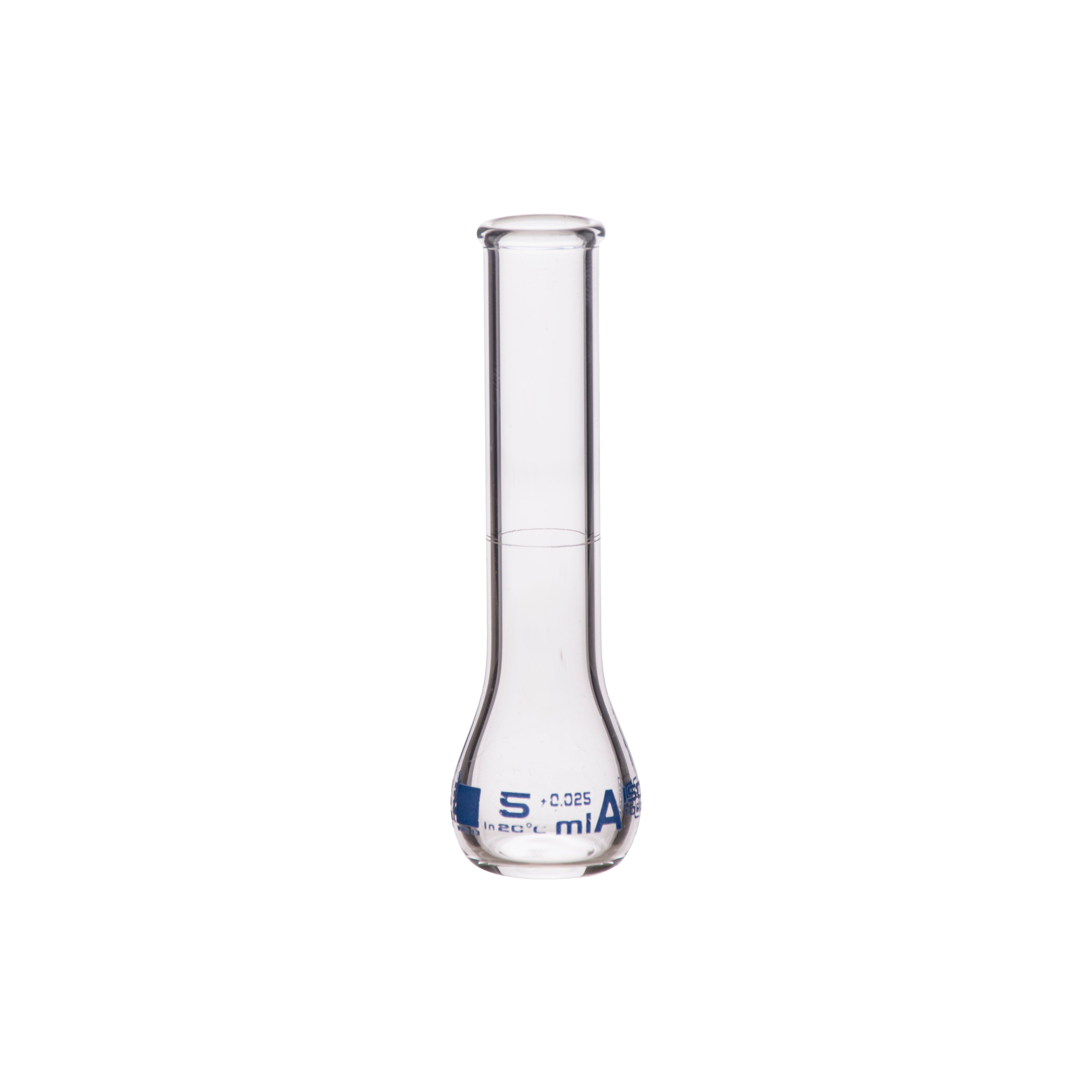 Borosilicate Glass Volumetric Flask with Beaded Rim, 5ml, Class A, Blue Print, Autoclavable