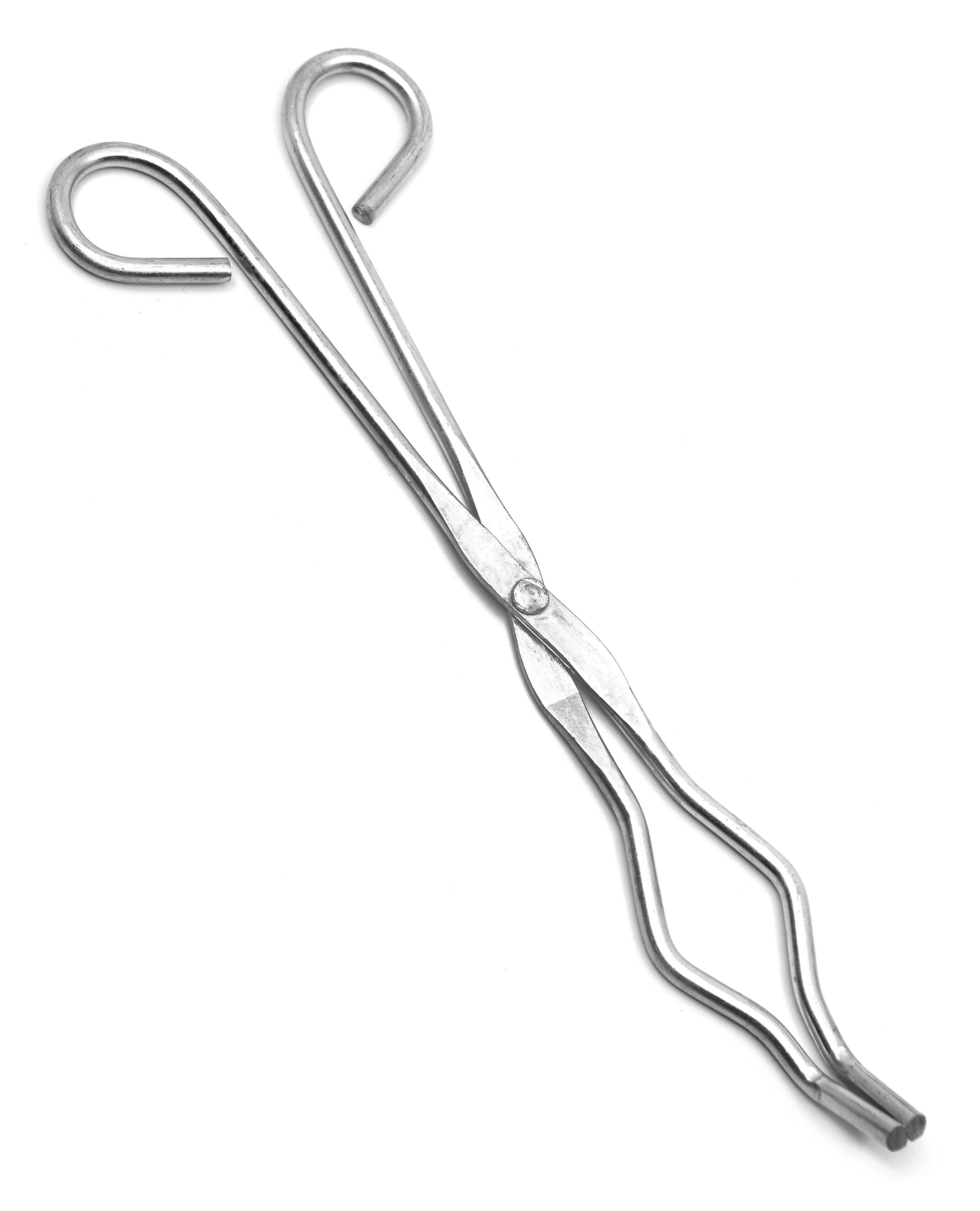 Metal Crucible Tongs with Bow, Straight, Serrated Tips, 9.5" long