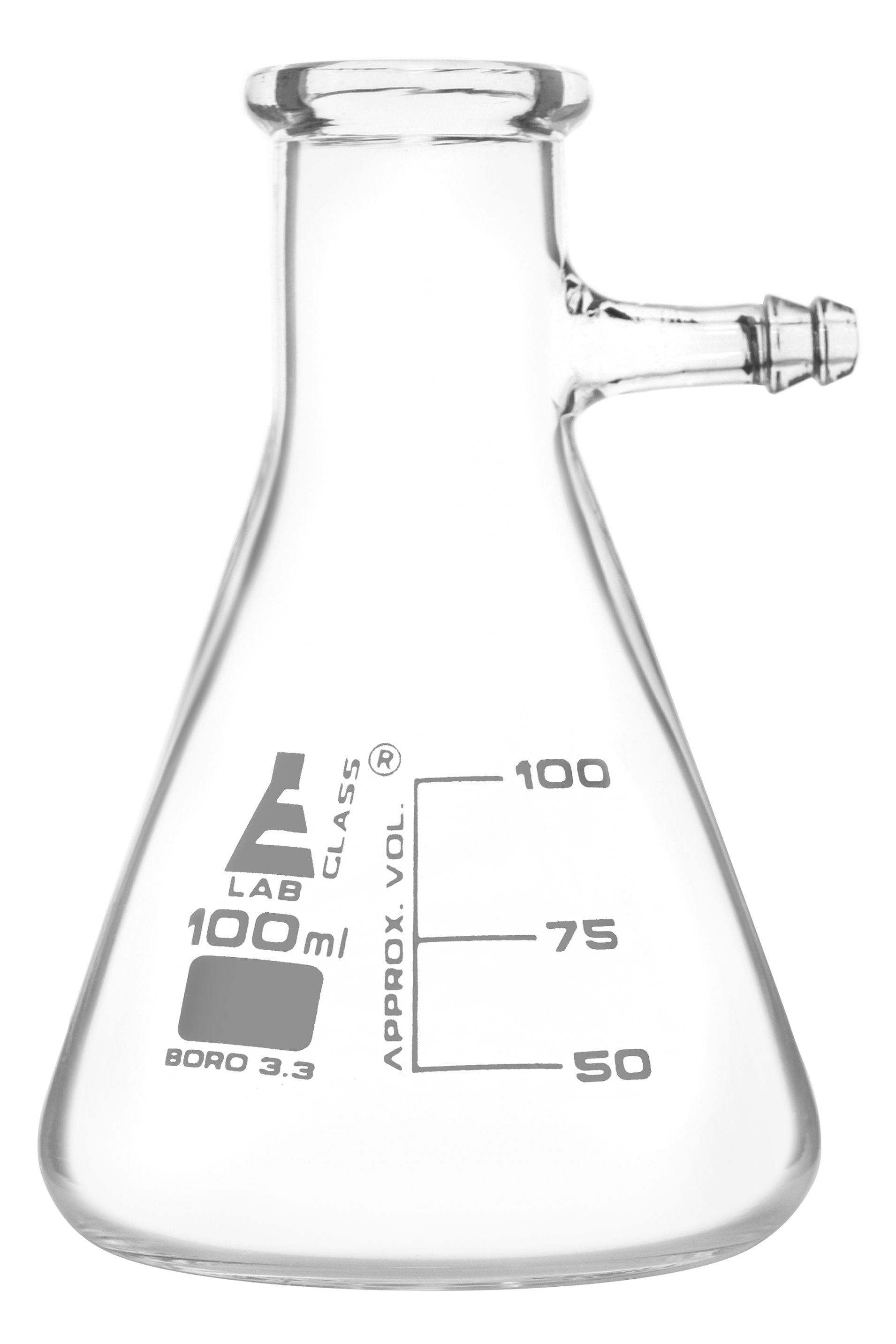 Borosilicate Glass Filtering Flask With Glass Connector, 100ml, Graduated, Autoclavable