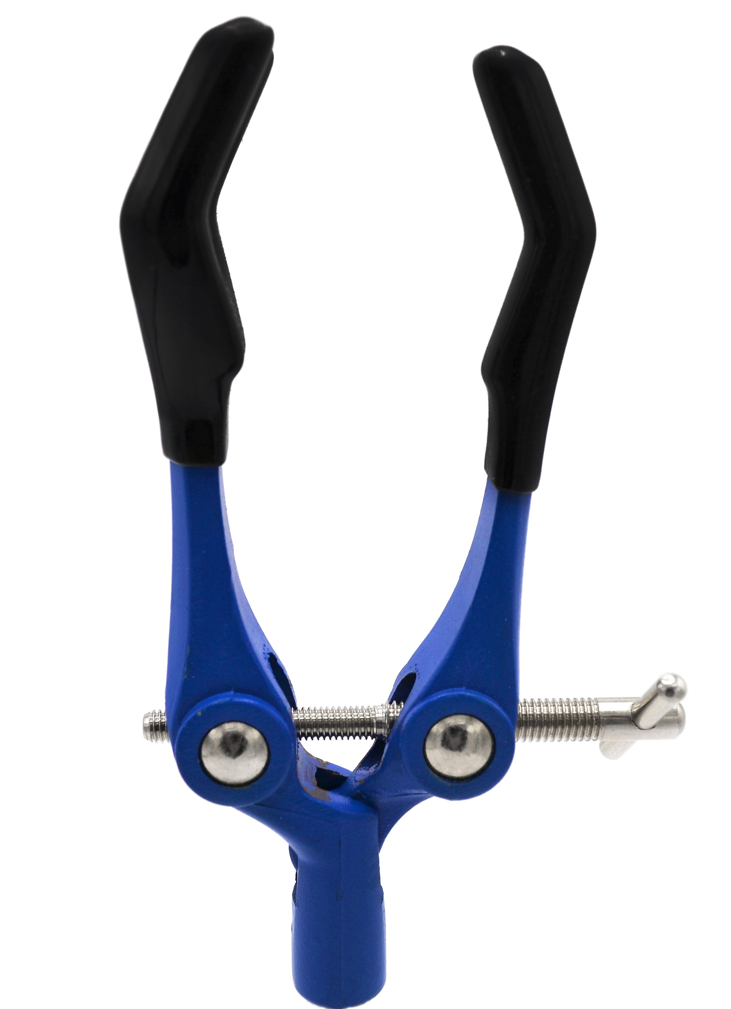 3 Finger, Vinyl Coated Extension Lab Clamp with Boss Head, 3.625" (9.2 cm) maximum clamp opening