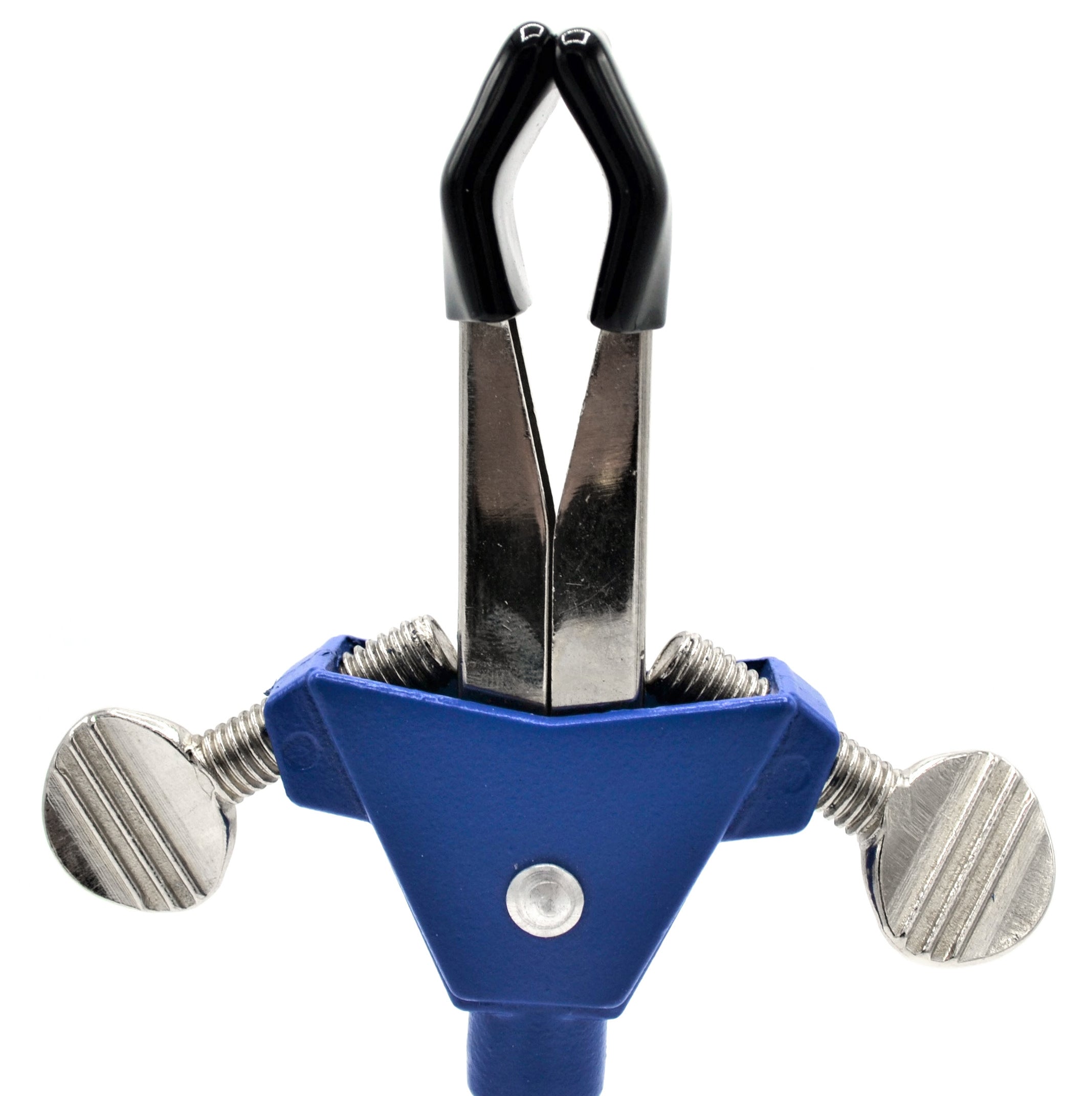 2 Prong, Vinyl Coated, Dual Adjustment Lab Clamp with Boss Head,  2.75" (7 cm) Maximum Clamp Opening