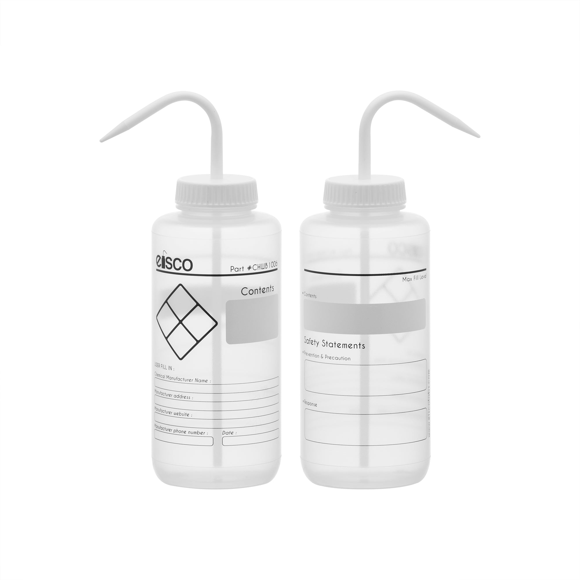 Performance Plastic Wash Bottle, Blank Label, 1000 ml, PK/2