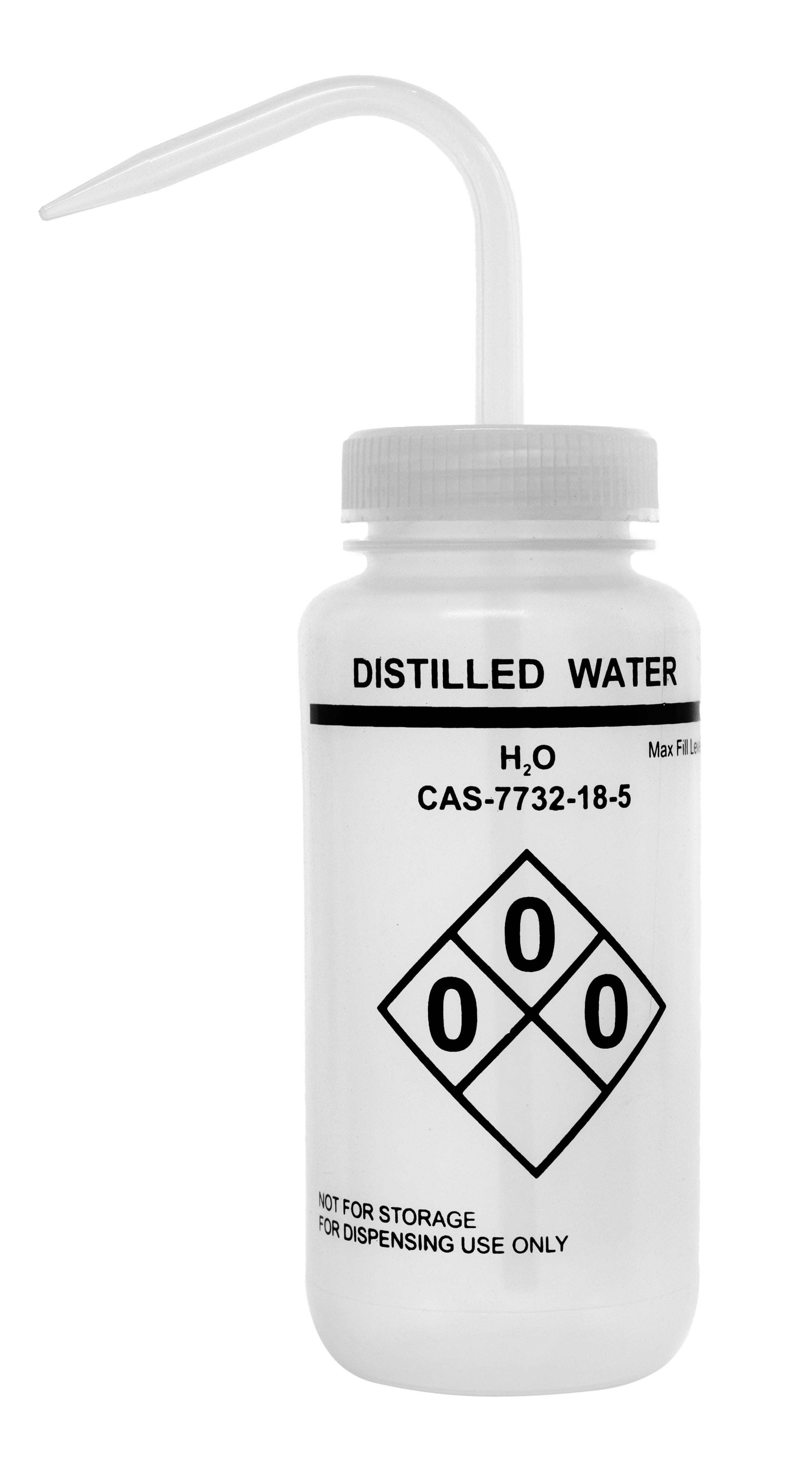 Low Density Polyethylene (LDPE) Premium Labeled Wash Bottles, 500 ml, Non Flexible Delivery Tube