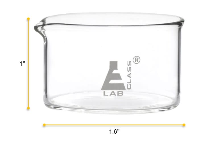 Flat Bottom Borosilicate Crystallizing Dish With Spout, 20ml, Autoclavable